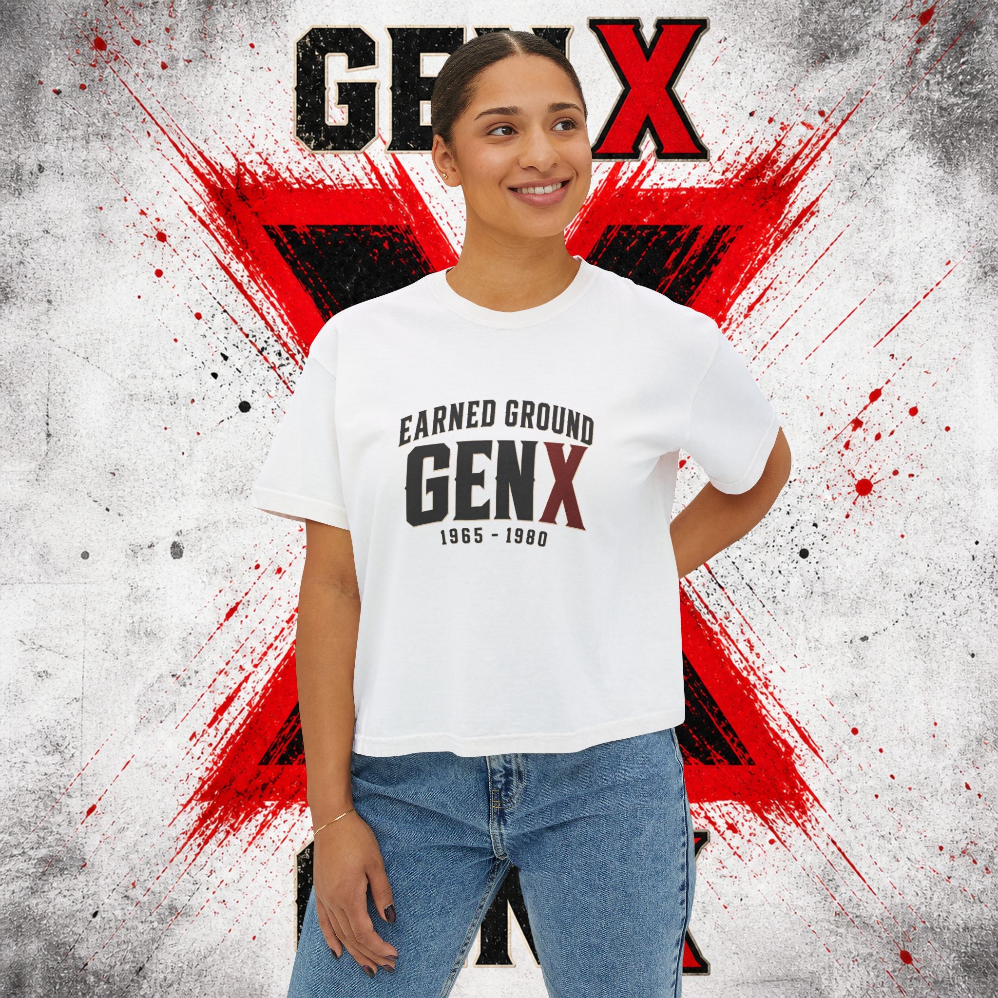 Gen X Women's Boxy Tee — "Earned Ground" 1965–1980 Retro