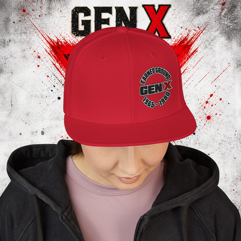 Gen X Embroidered Flat Bill Ball Cap — Gen X Proud 1965–1980