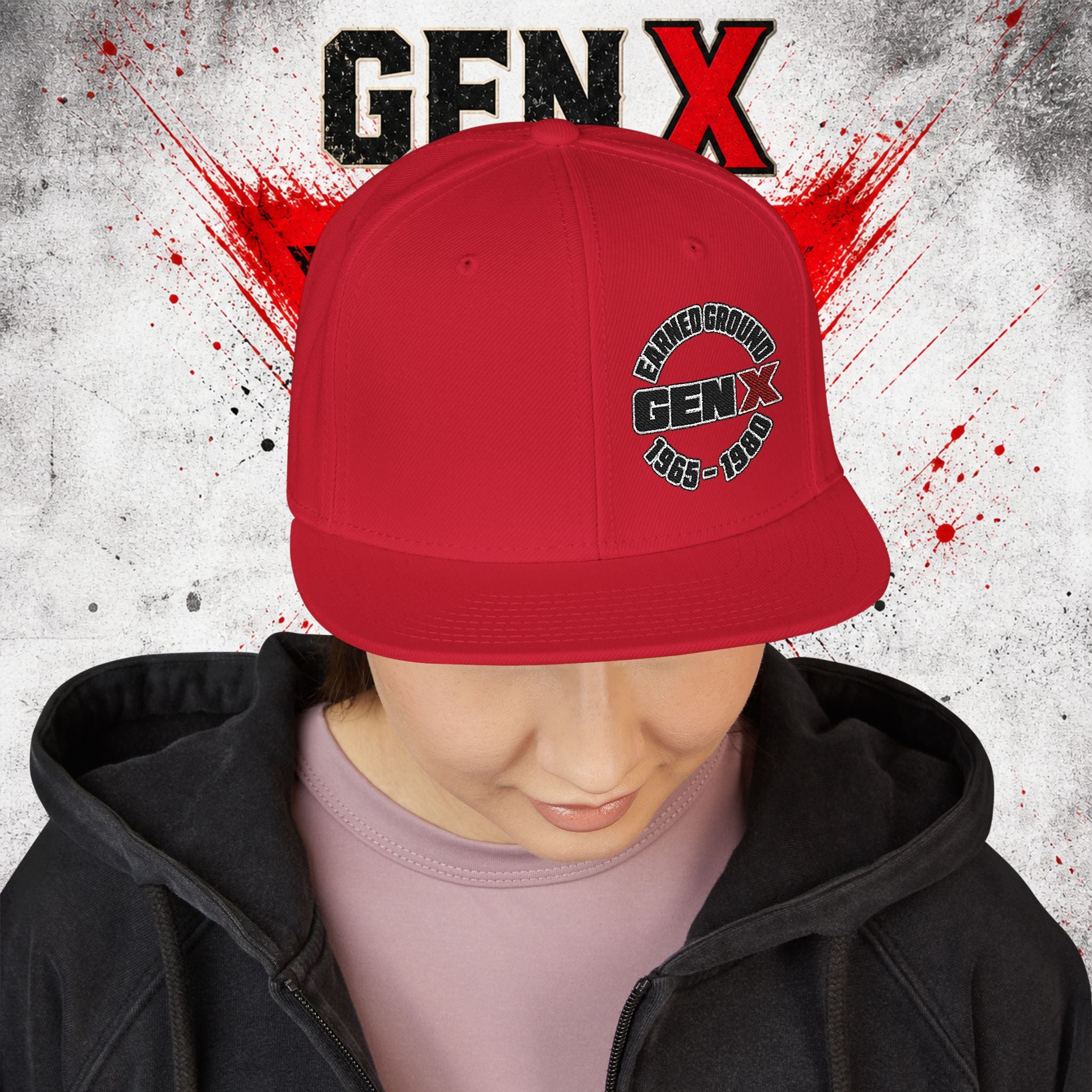 Gen X Embroidered Flat Bill Ball Cap — Gen X Proud 1965–1980