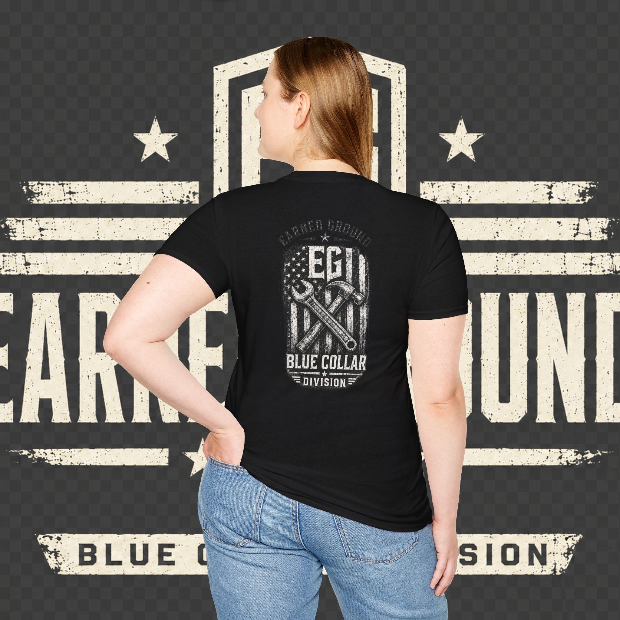 EARNED GROUND "BLUE COLLAR DIVISION" Coastal Calm Graphic T-Shirt