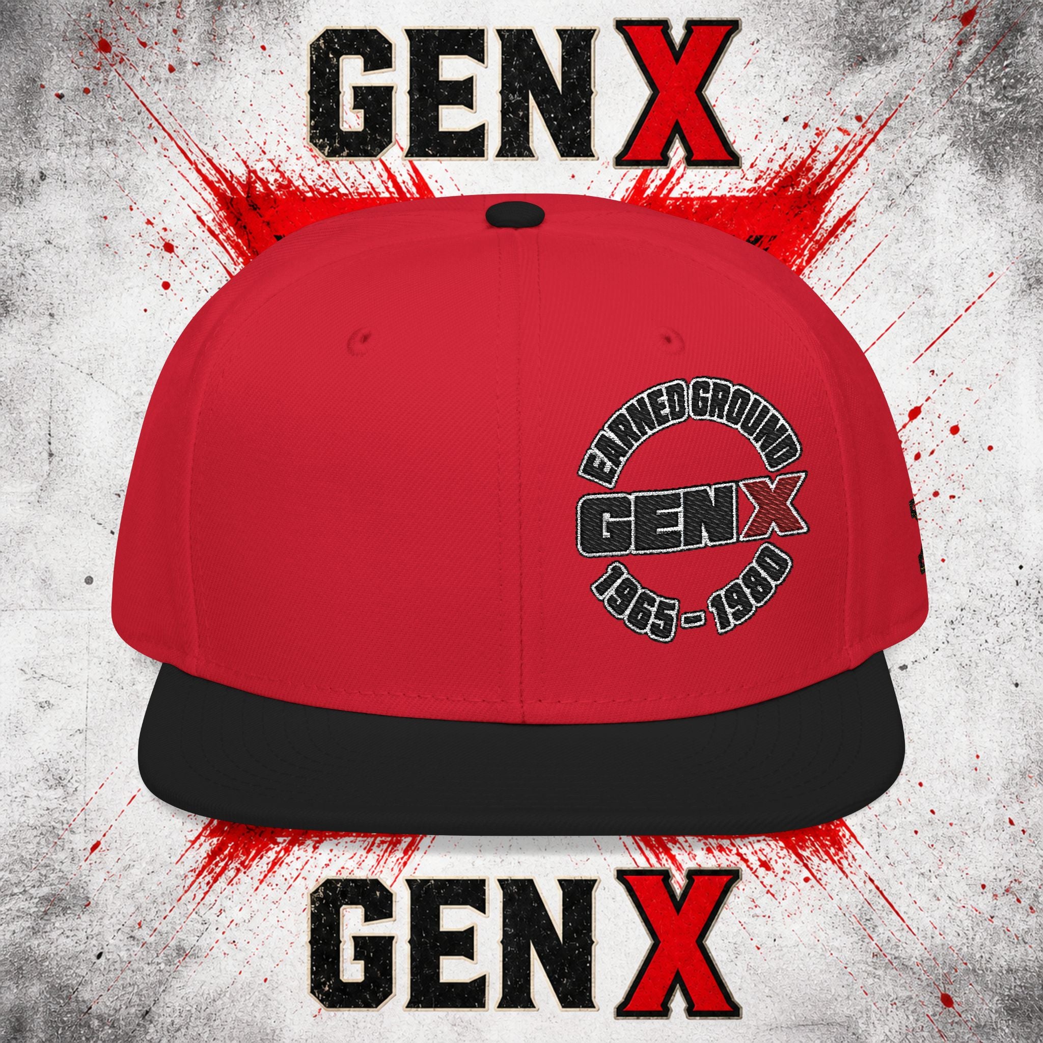 Gen X Embroidered Flat Bill Ball Cap — Gen X Proud 1965–1980