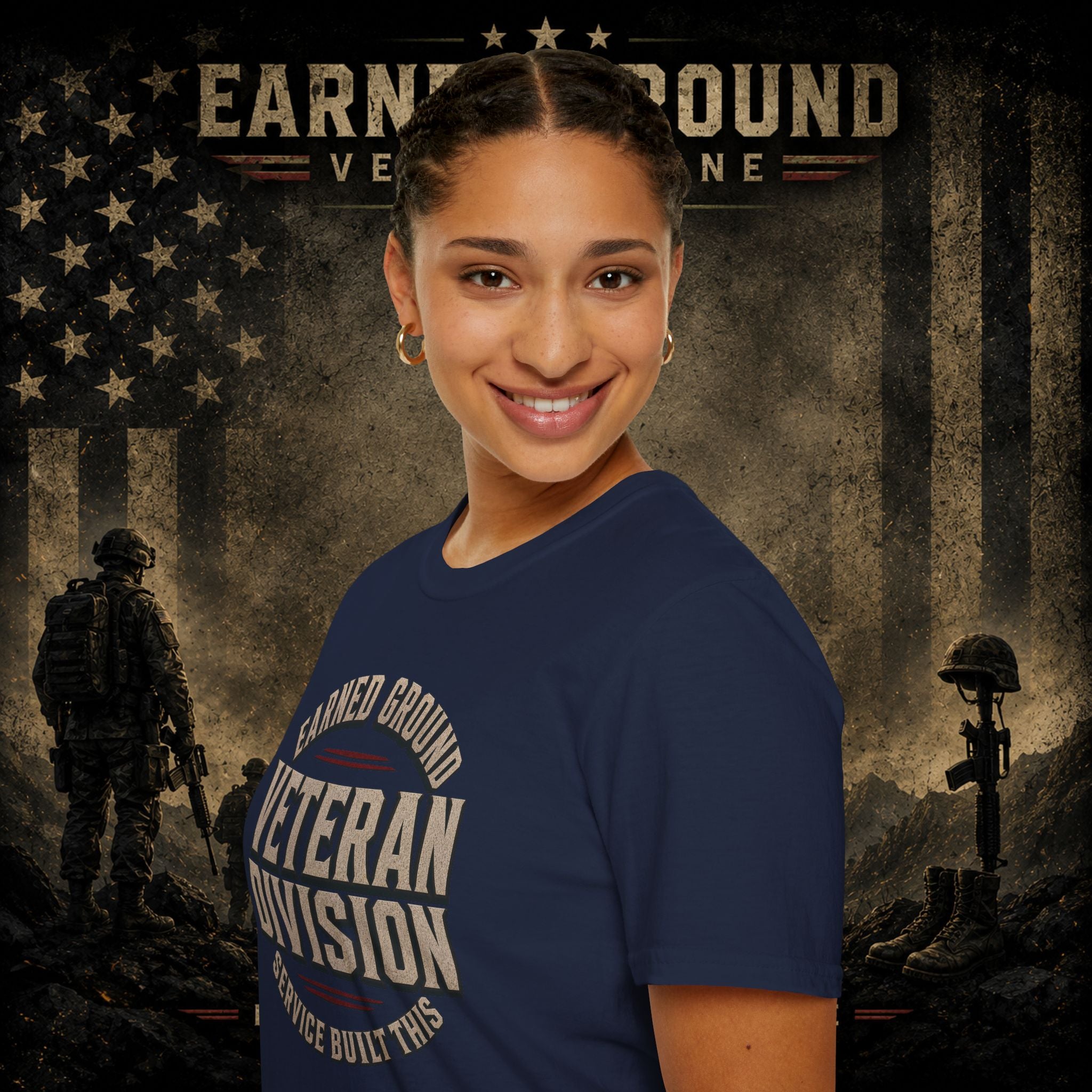 Earned Ground Veteran Division 'Service Built This'— Military Tribute Tee