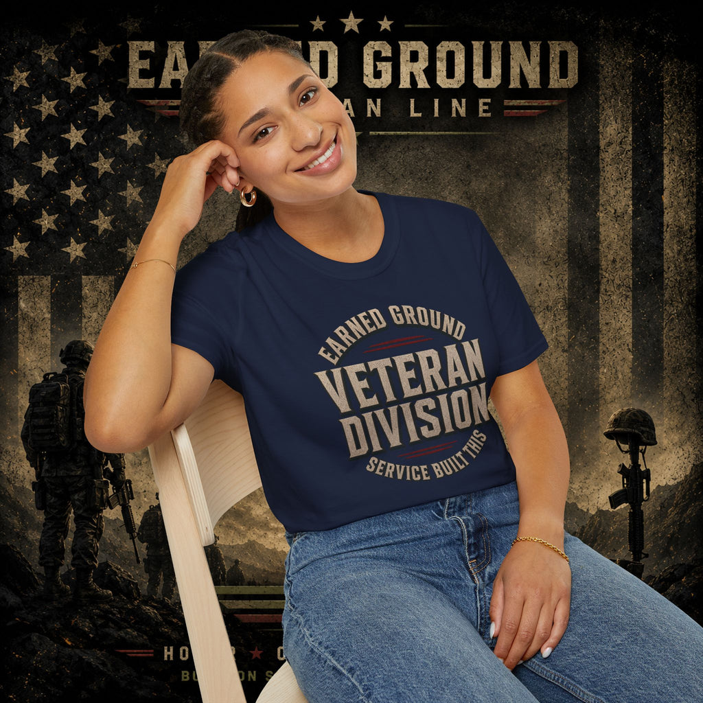Earned Ground Veteran Division 'Service Built This'— Military Tribute Tee