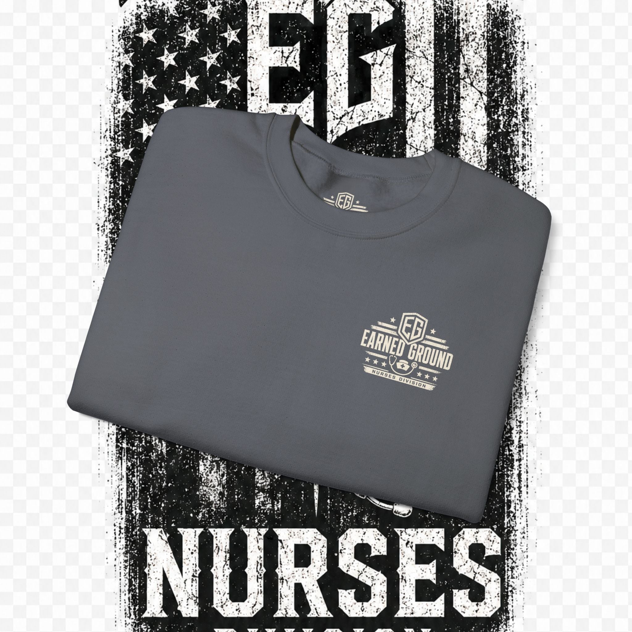 EARNED GROUND Nurses Division Crewneck Sweatshirt – Nurses Caduceus Badge Design