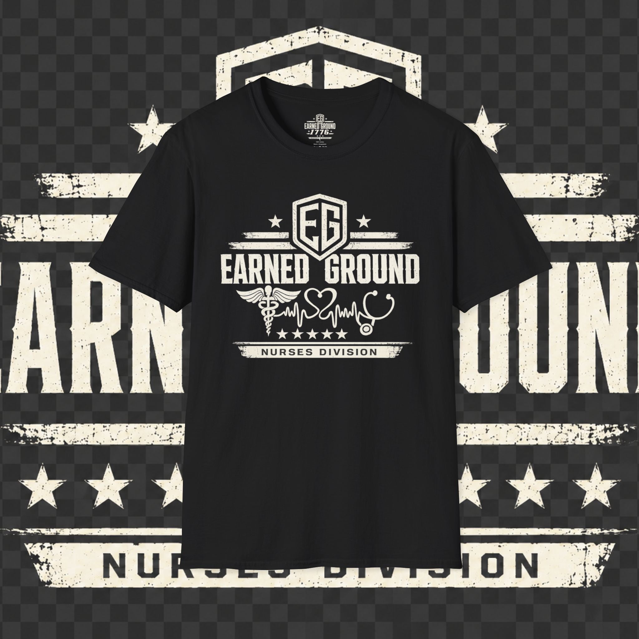 Earned Ground Nurses Division T-Shirt — Nurse Appreciation Medical Heartbeat Tee