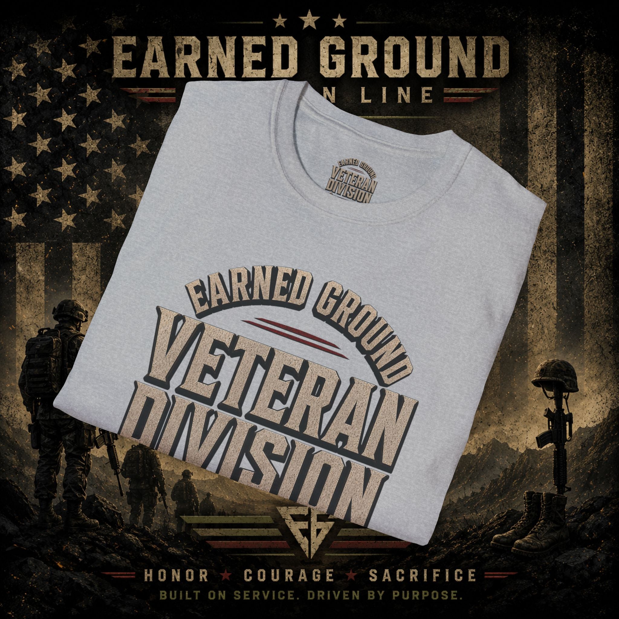 Earned Ground Veteran Division 'Service Built This'— Military Tribute Tee