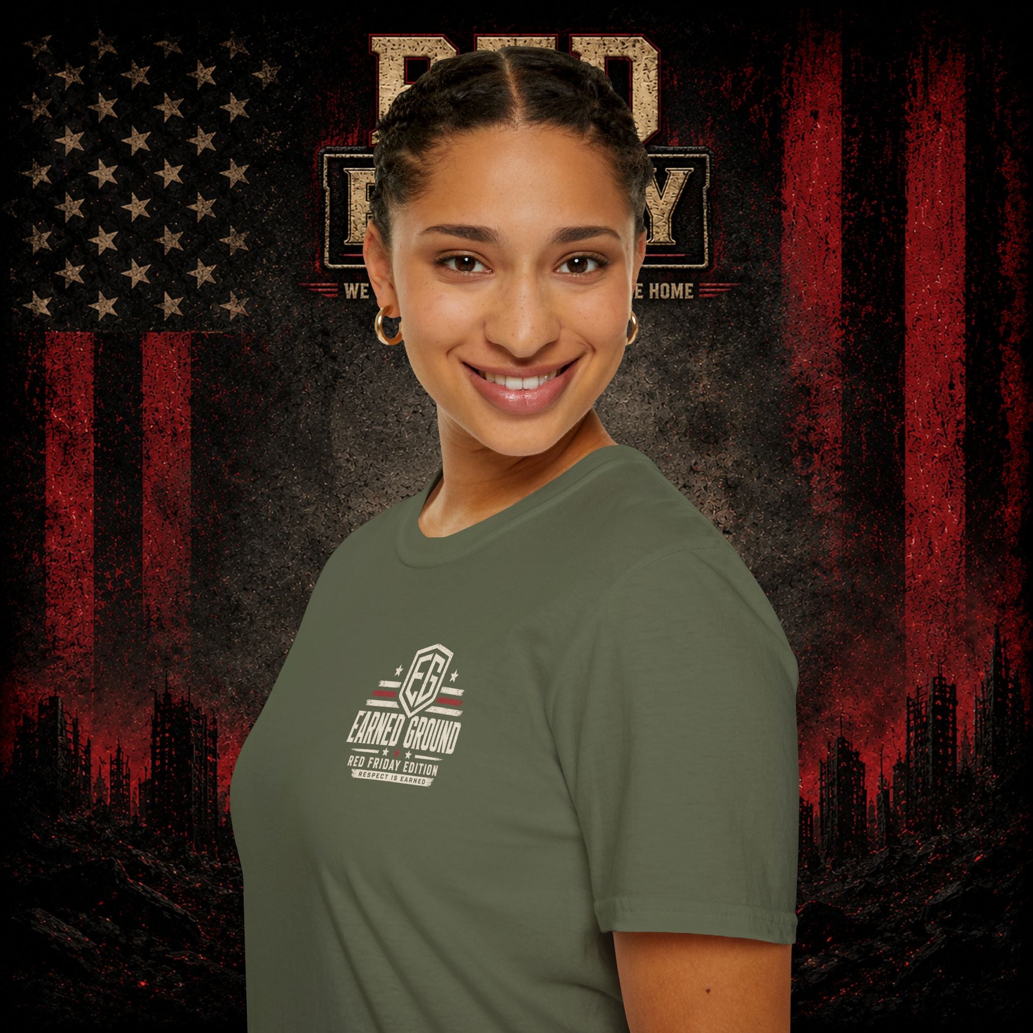 Earned Ground EG Military Flag T-Shirt — Red Friday Patriot Tee