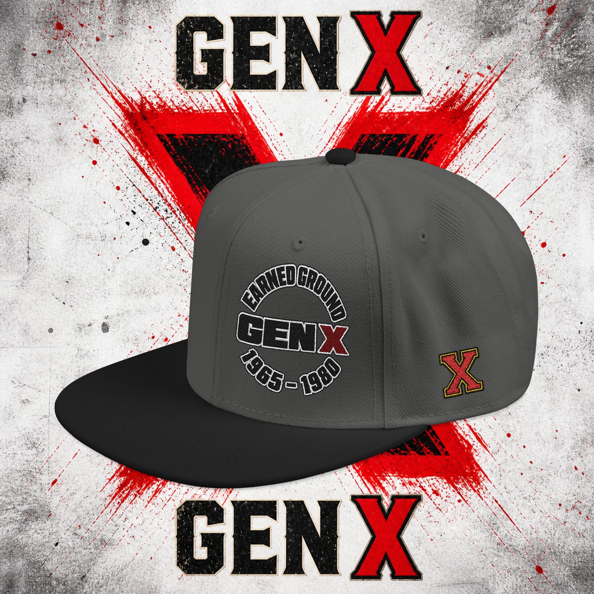 Gen X Embroidered Flat Bill Ball Cap — Gen X Proud 1965–1980
