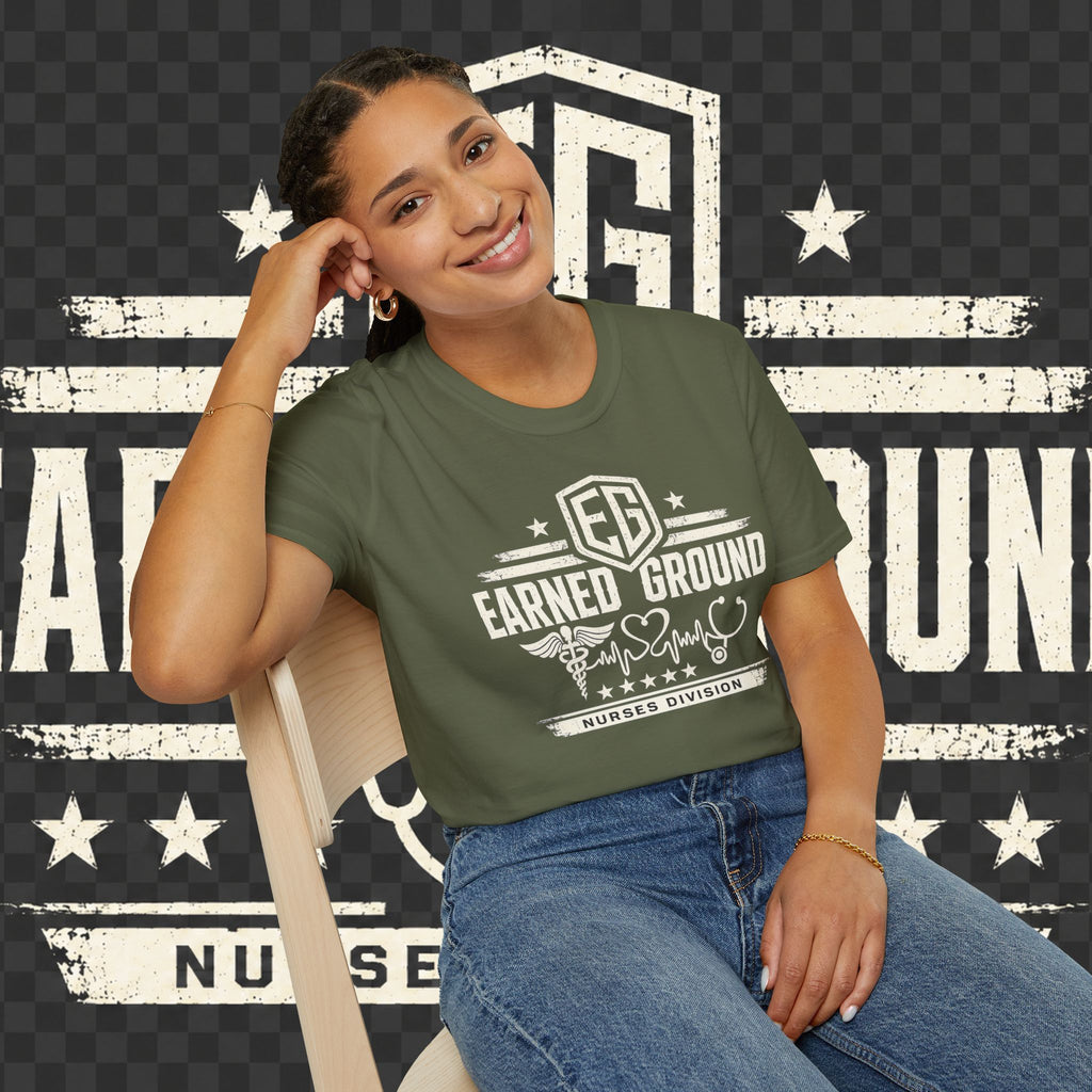 Earned Ground Nurses Division T-Shirt — Nurse Appreciation Medical Heartbeat Tee