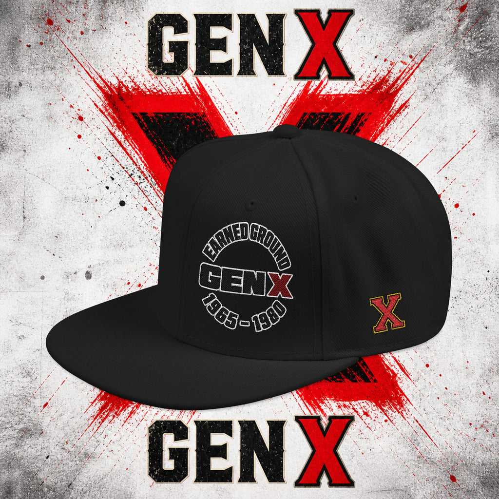 Gen X Embroidered Flat Bill Ball Cap — Gen X Proud 1965–1980
