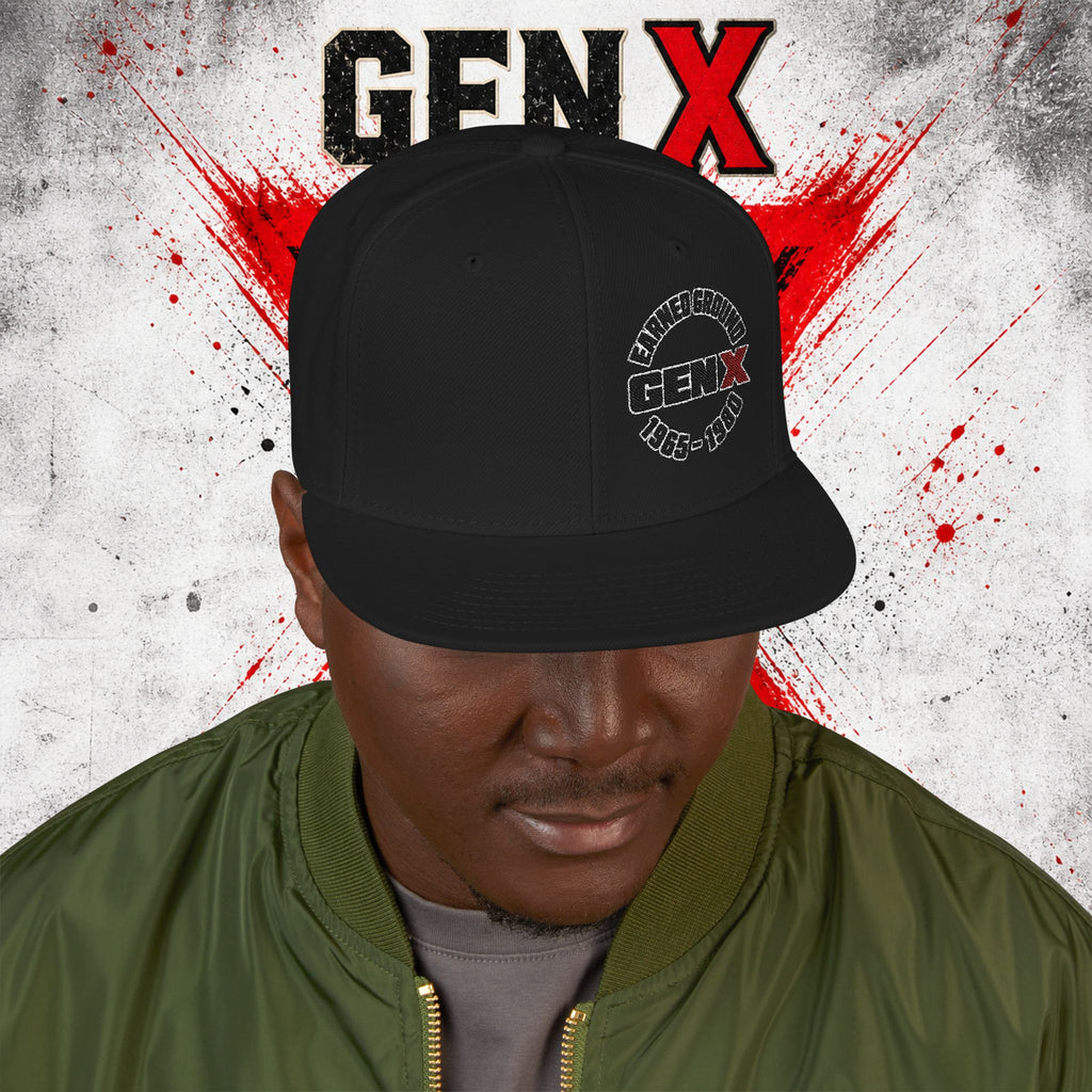 Gen X Embroidered Flat Bill Ball Cap — Gen X Proud 1965–1980