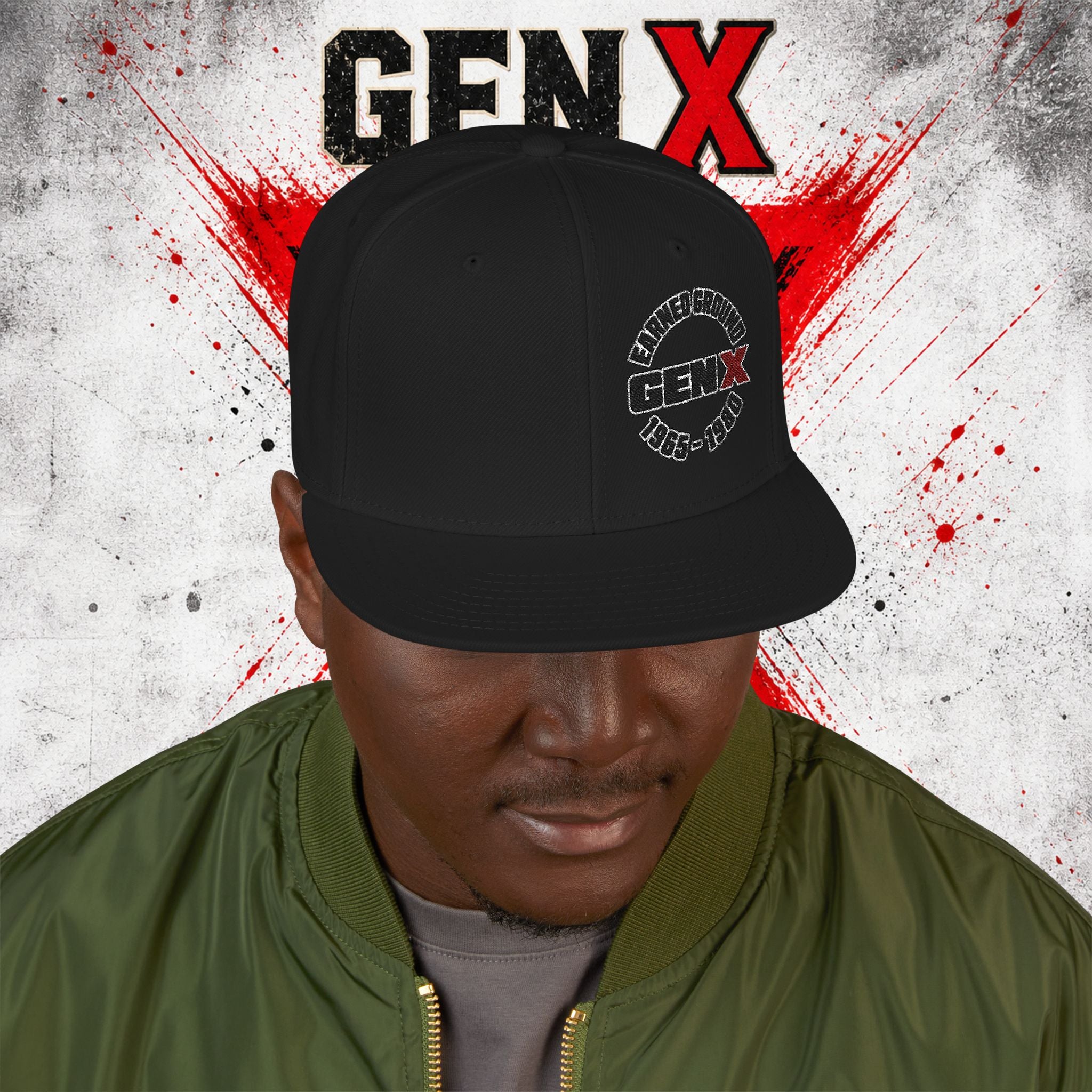 Gen X Embroidered Flat Bill Ball Cap — Gen X Proud 1965–1980