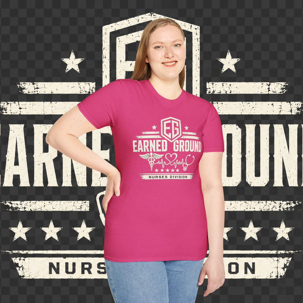 Earned Ground Nurses Division T-Shirt — Nurse Appreciation Medical Heartbeat Tee