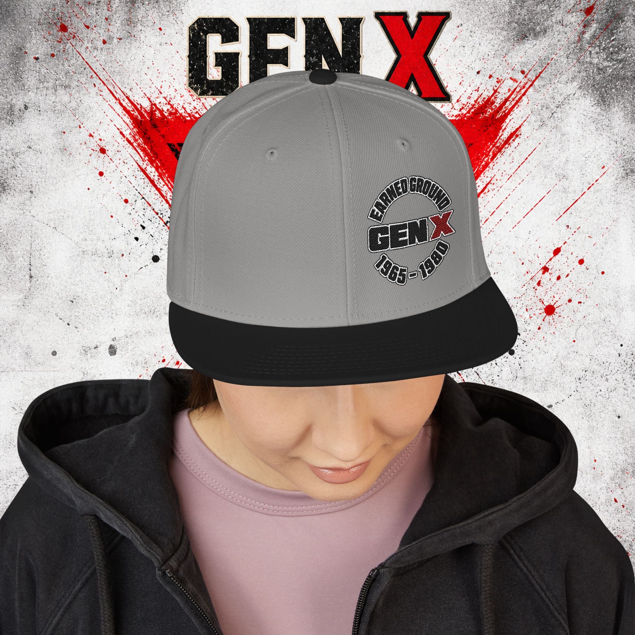 Gen X Embroidered Flat Bill Ball Cap — Gen X Proud 1965–1980