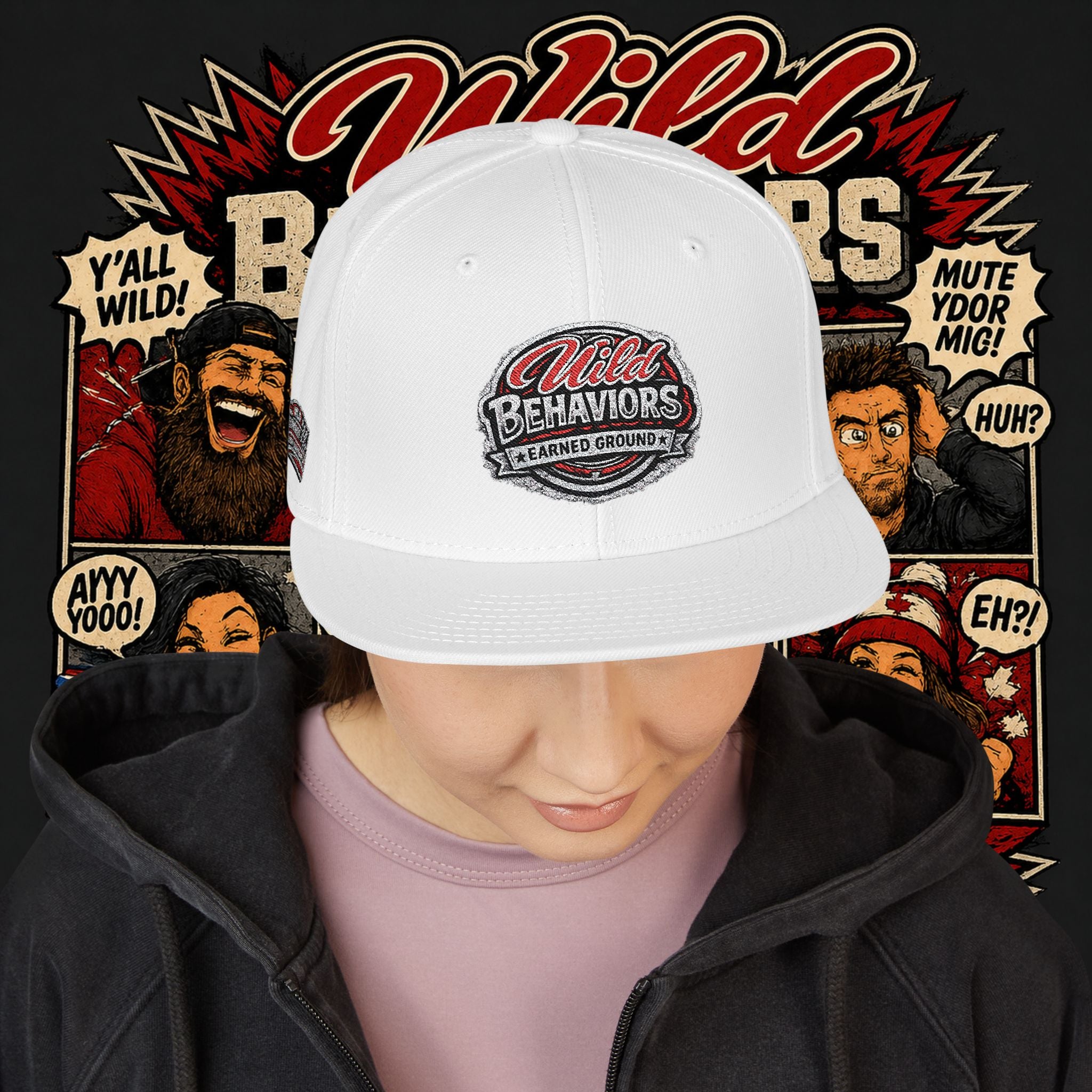 Earned Ground Cap Snapback Hat — 'Wild Behaviors' Embroidered Earned Ground Cap