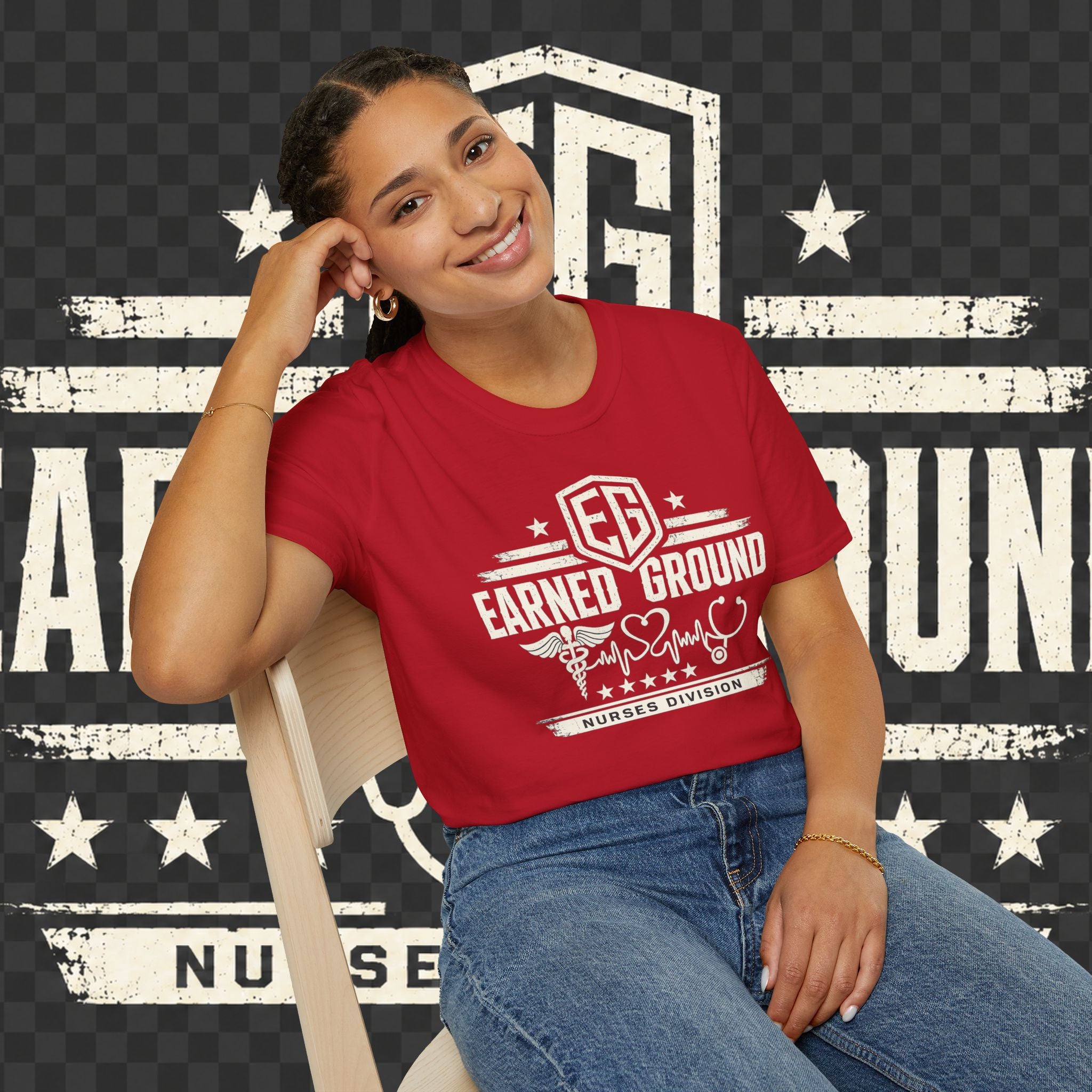 Earned Ground Nurses Division T-Shirt — Nurse Appreciation Medical Heartbeat Tee