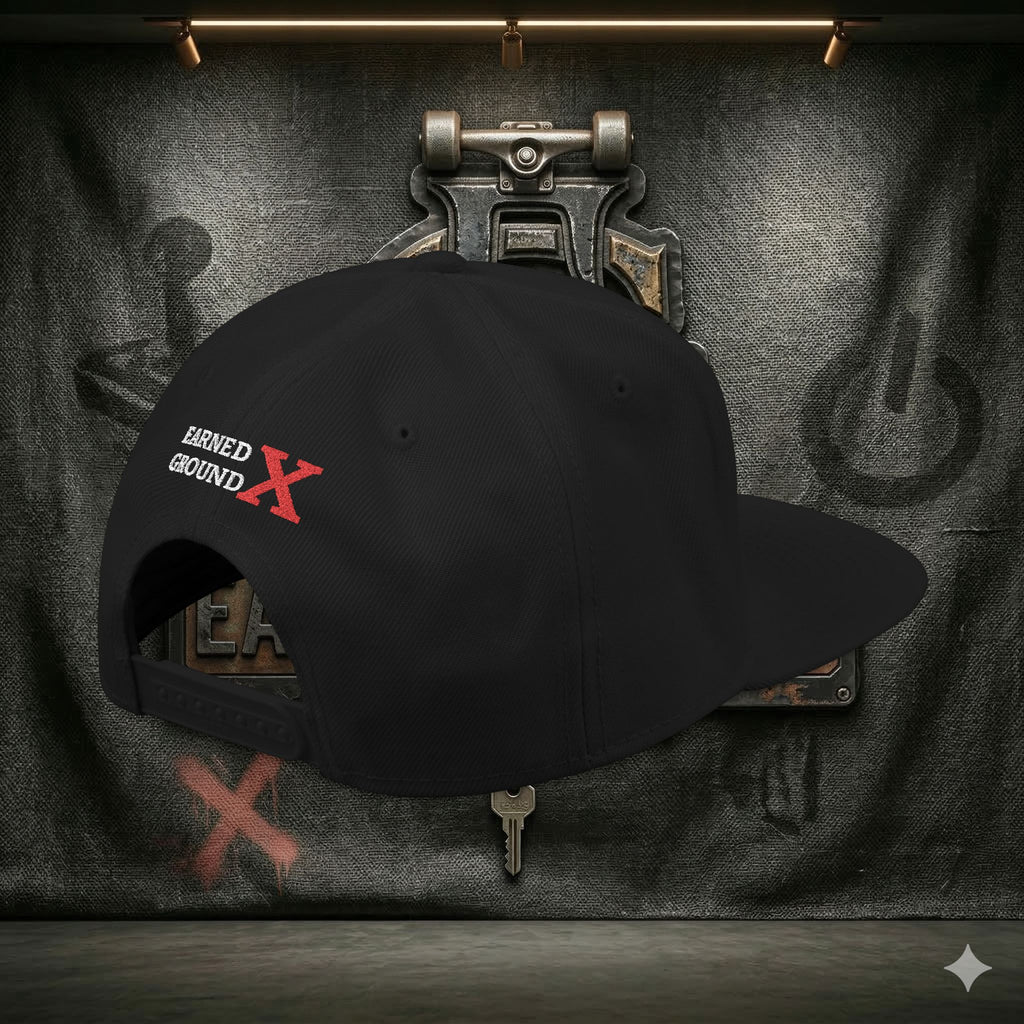 EARNED GROUND GEN 'X' EMBROIDED Snapback Hat — Vintage Red  GEN X Patch Logo Cap