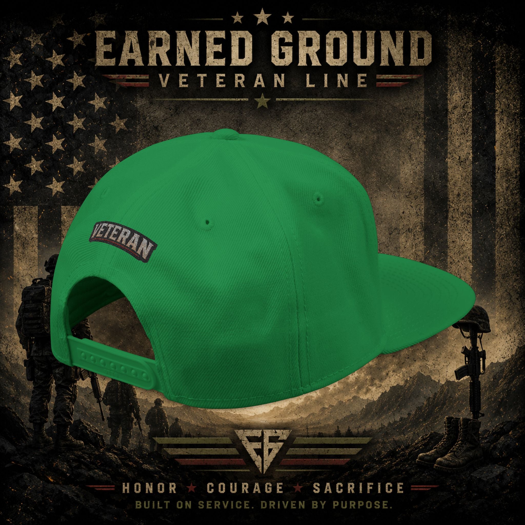 Earned Ground Veteran Line  Embroidered Snapback Hat