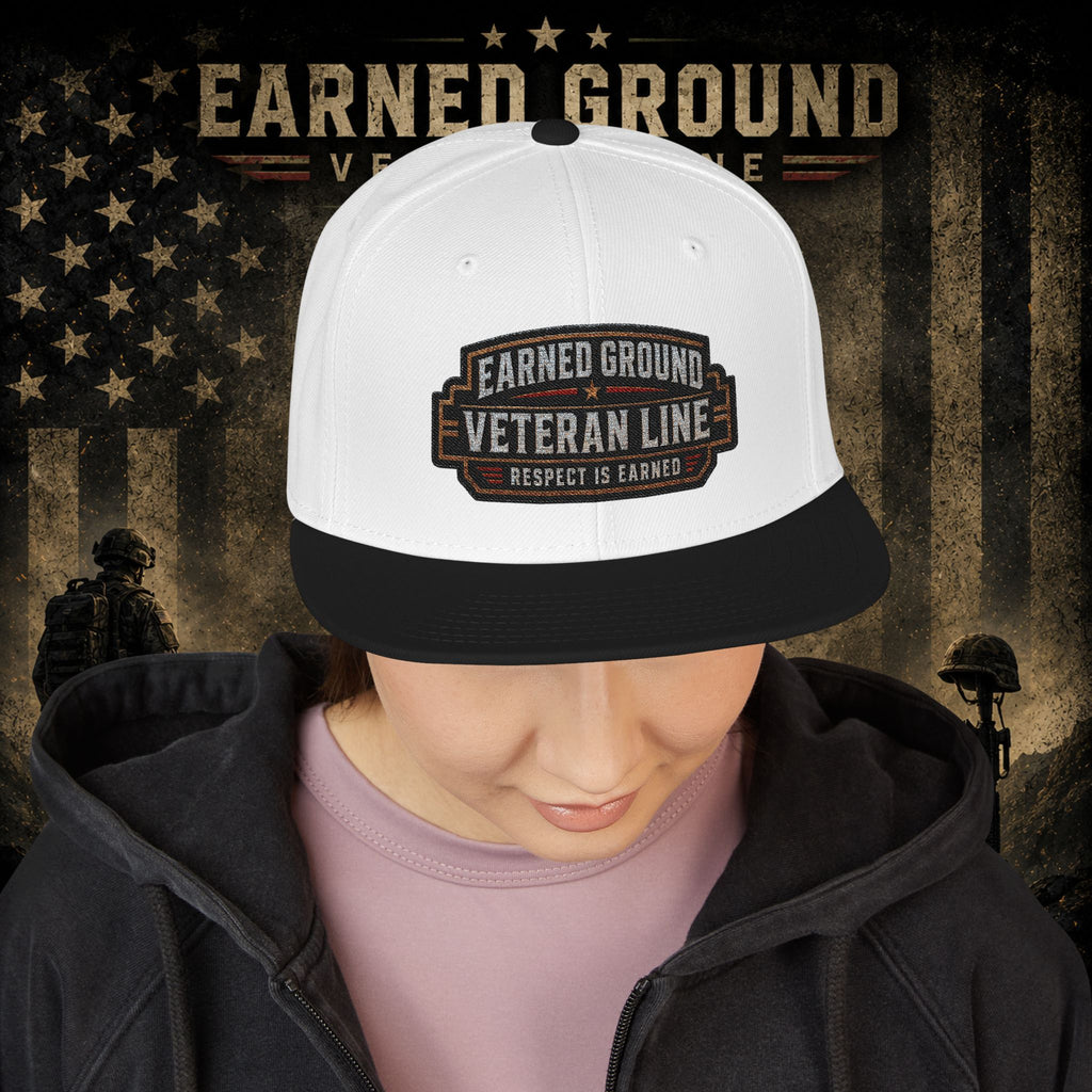 Earned Ground Veteran Line  Embroidered Snapback Hat
