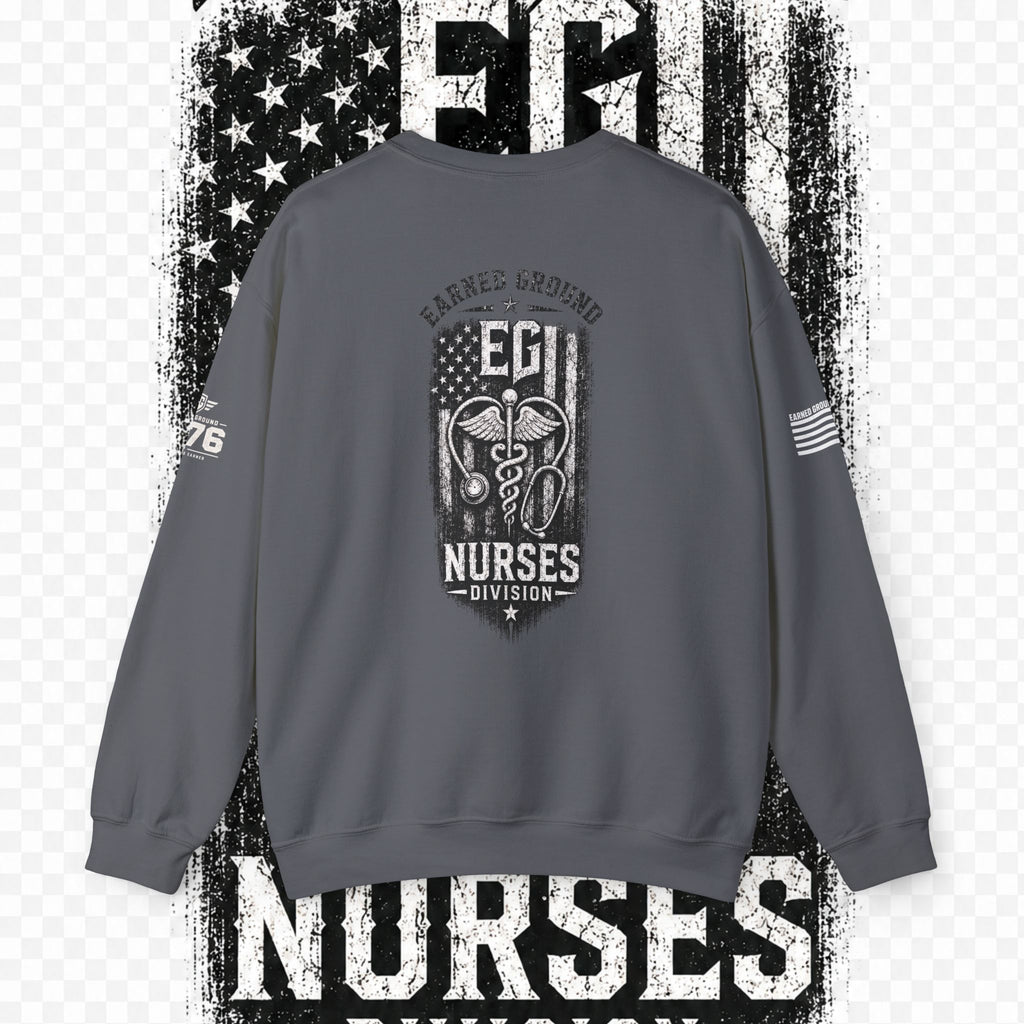 EARNED GROUND Nurses Division Crewneck Sweatshirt – Nurses Caduceus Badge Design