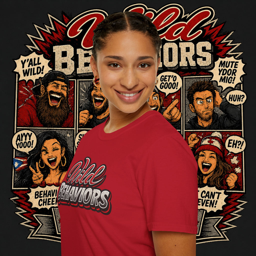 Earned Ground "Wild Behaviors" T-Shirt — Retro Red & White Graphic Tee