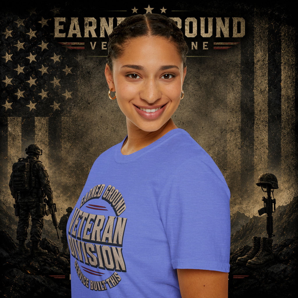 Earned Ground Veteran Division 'Service Built This'— Military Tribute Tee