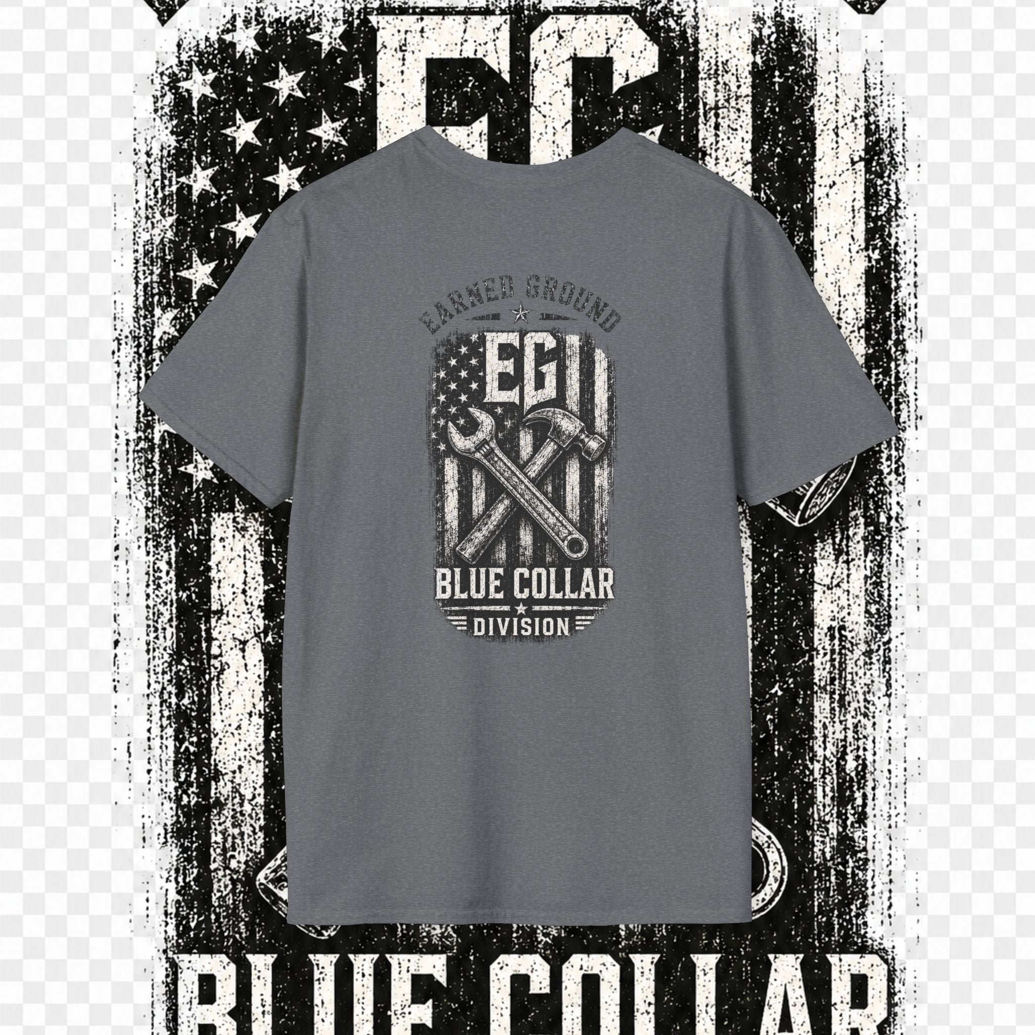 EARNED GROUND "BLUE COLLAR DIVISION" Coastal Calm Graphic T-Shirt