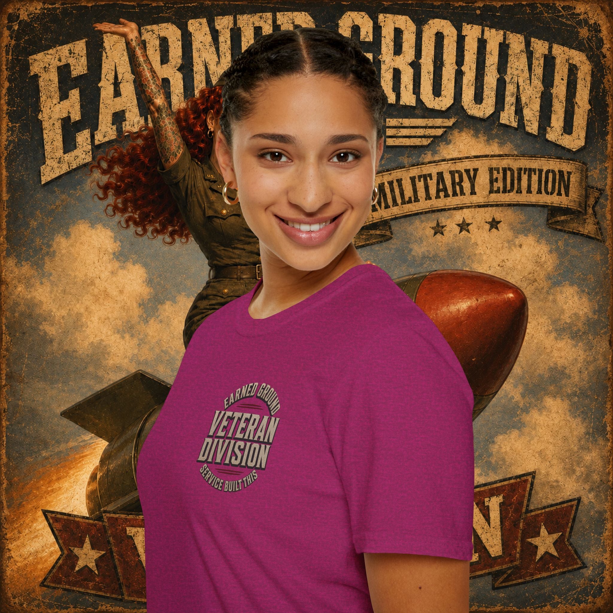 Earned Ground Veteran Division T‑Shirt —"LILY PINUP" VINTAGE SERVICE DIVISON