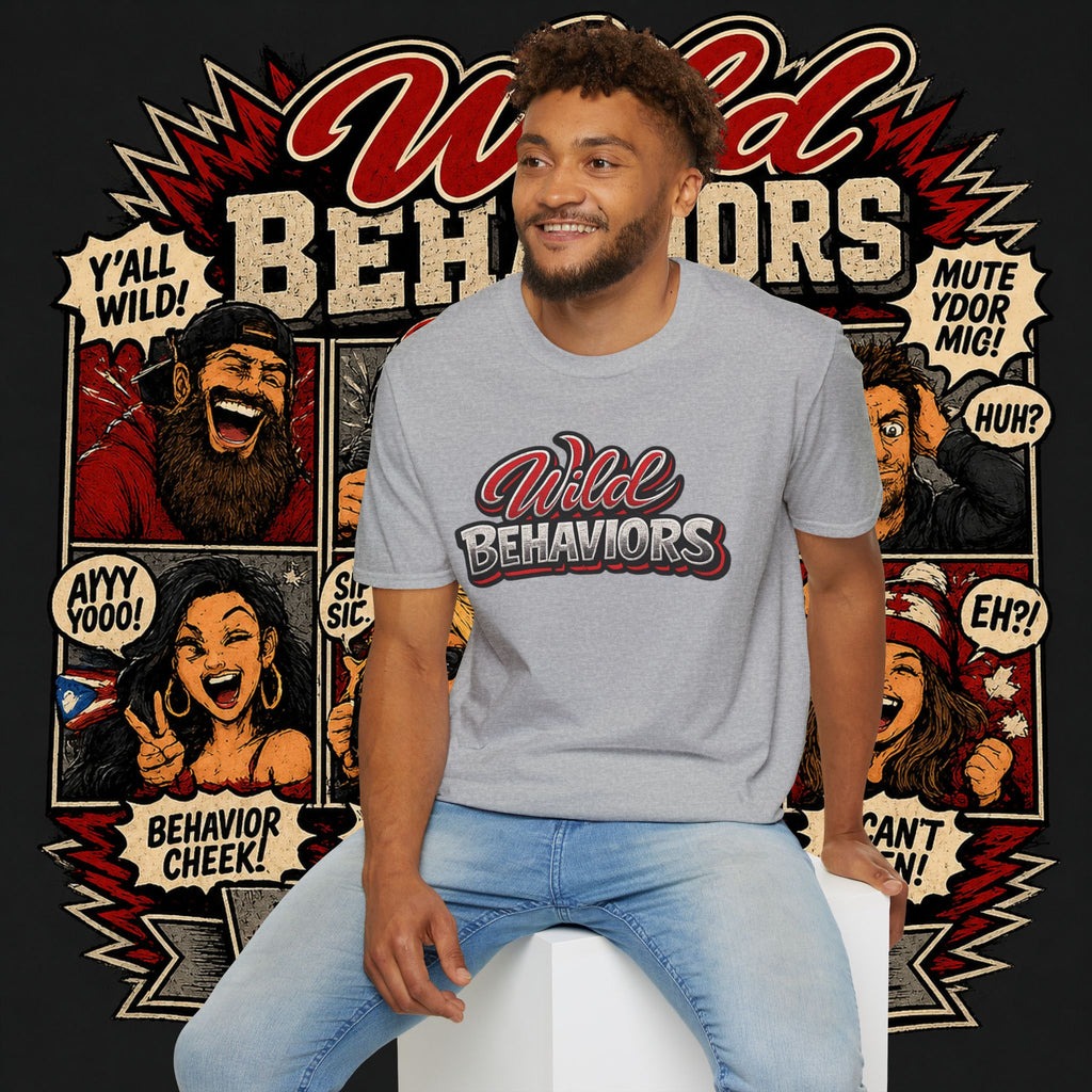 Earned Ground "Wild Behaviors" T-Shirt — Retro Red & White Graphic Tee