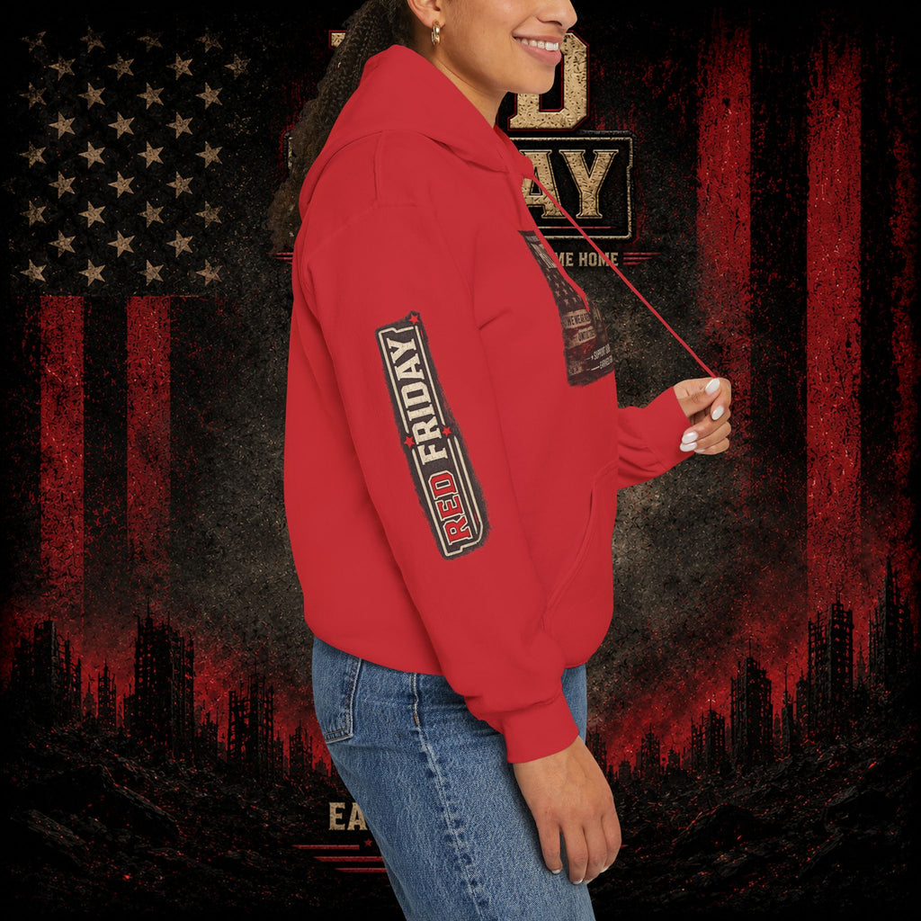 Red Friday Hoodie — " WE WEAR READ UNITL THE ALL COME HOME" Veterans American Flag Pullover