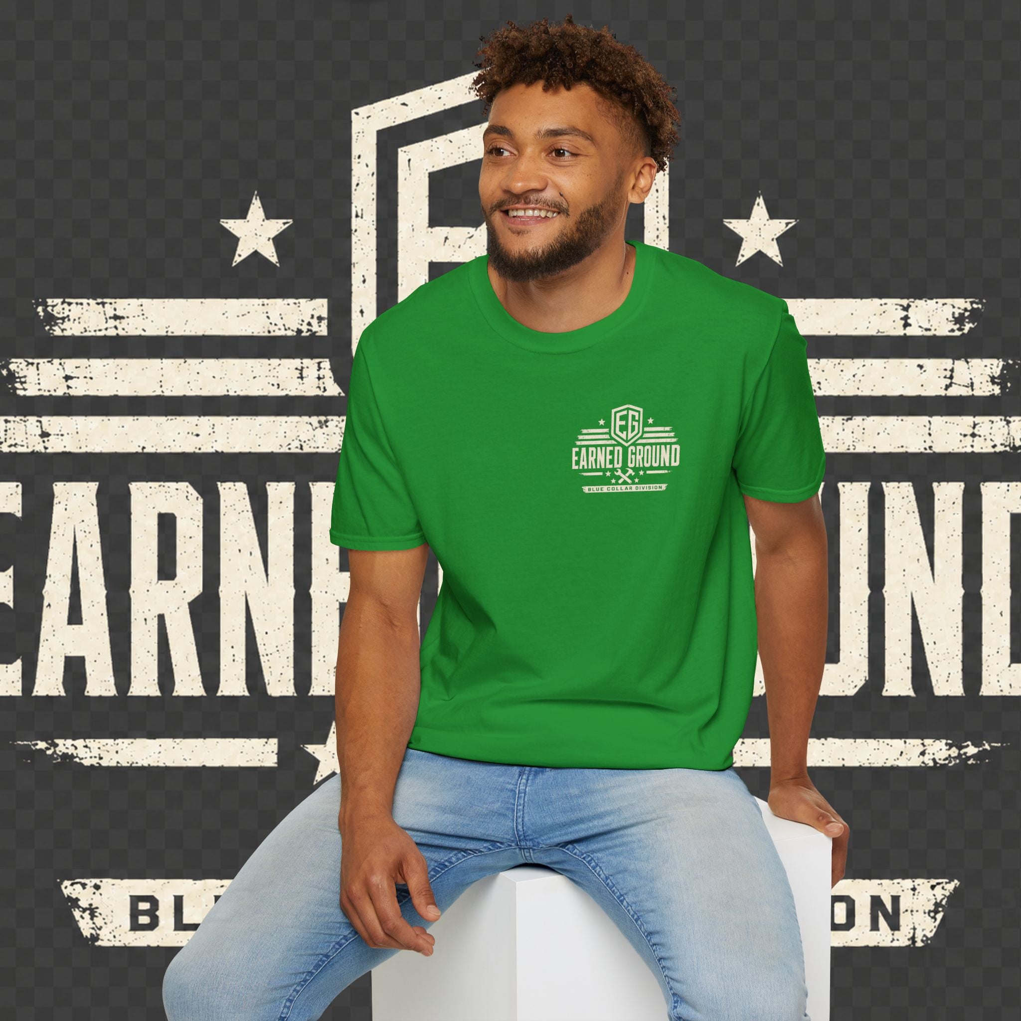 EARNED GROUND "BLUE COLLAR DIVISION" Coastal Calm Graphic T-Shirt