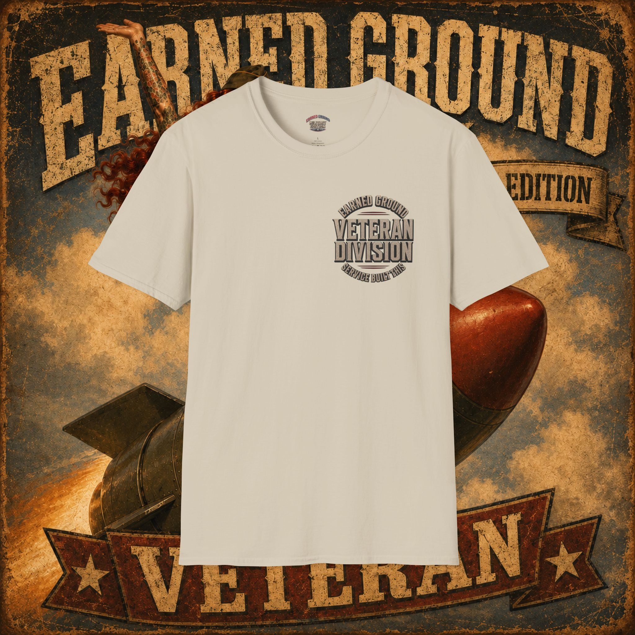 Earned Ground Veteran Division T‑Shirt —"LILY PINUP" VINTAGE SERVICE DIVISON