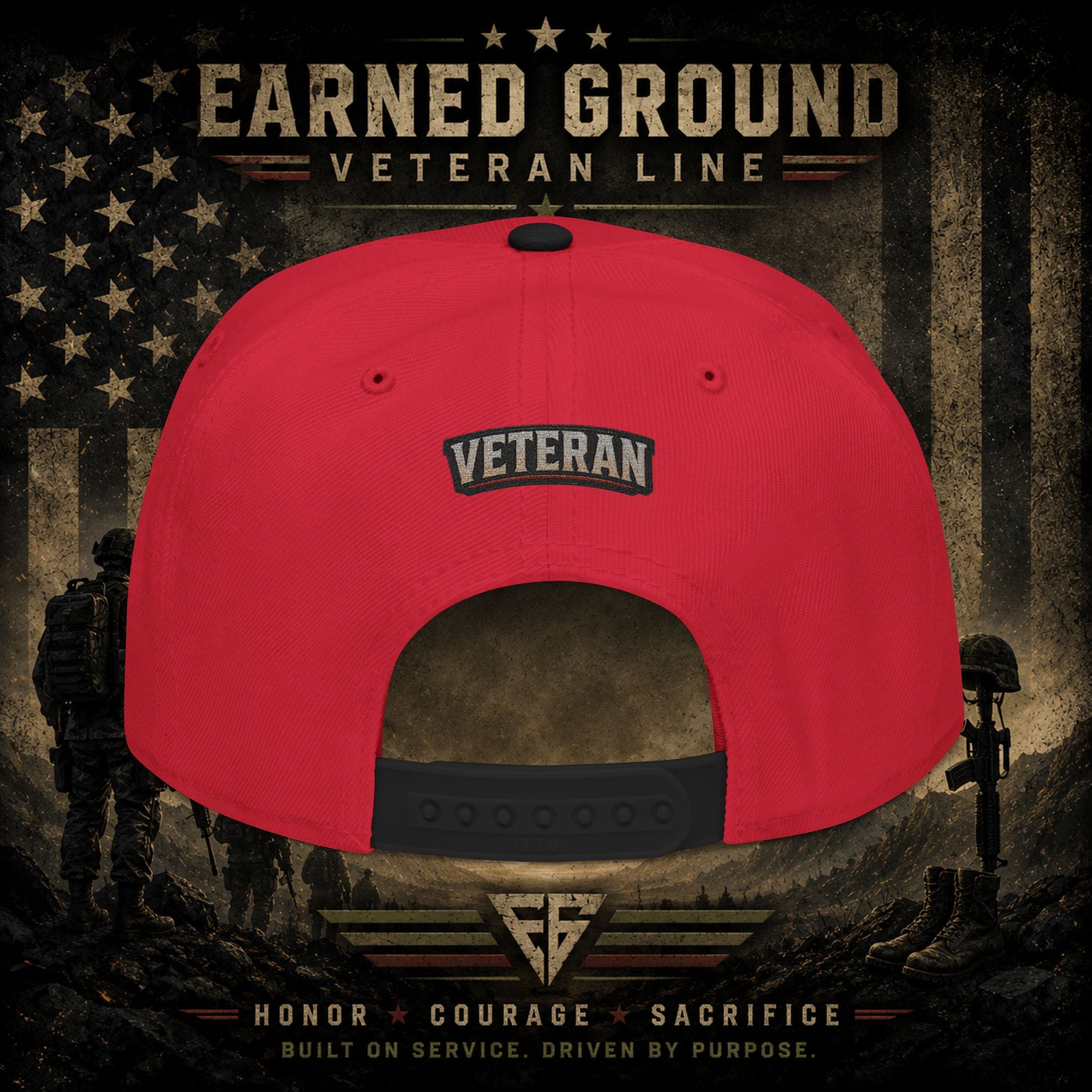 Earned Ground Veteran Line  Embroidered Snapback Hat