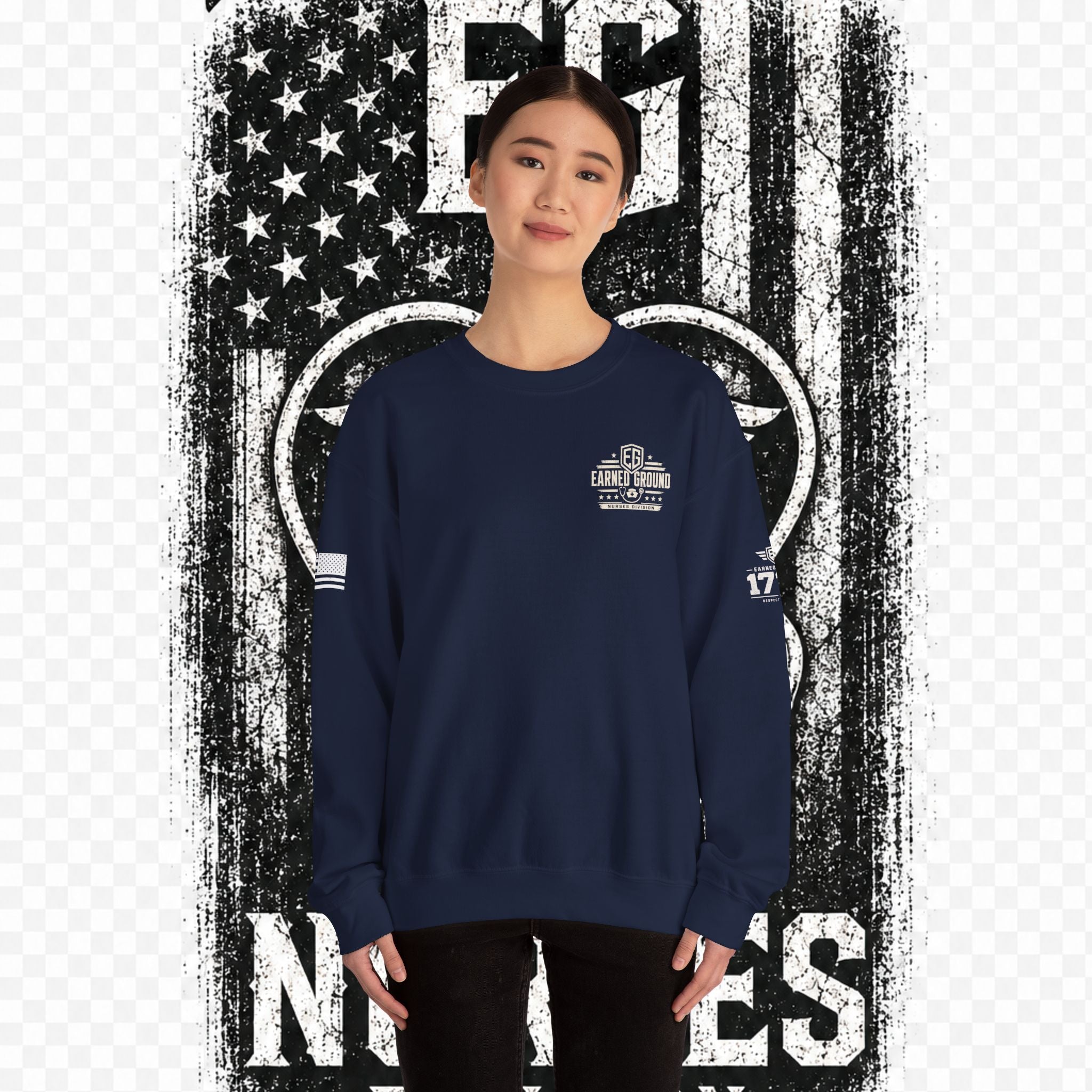 EARNED GROUND Nurses Division Crewneck Sweatshirt – Nurses Caduceus Badge Design