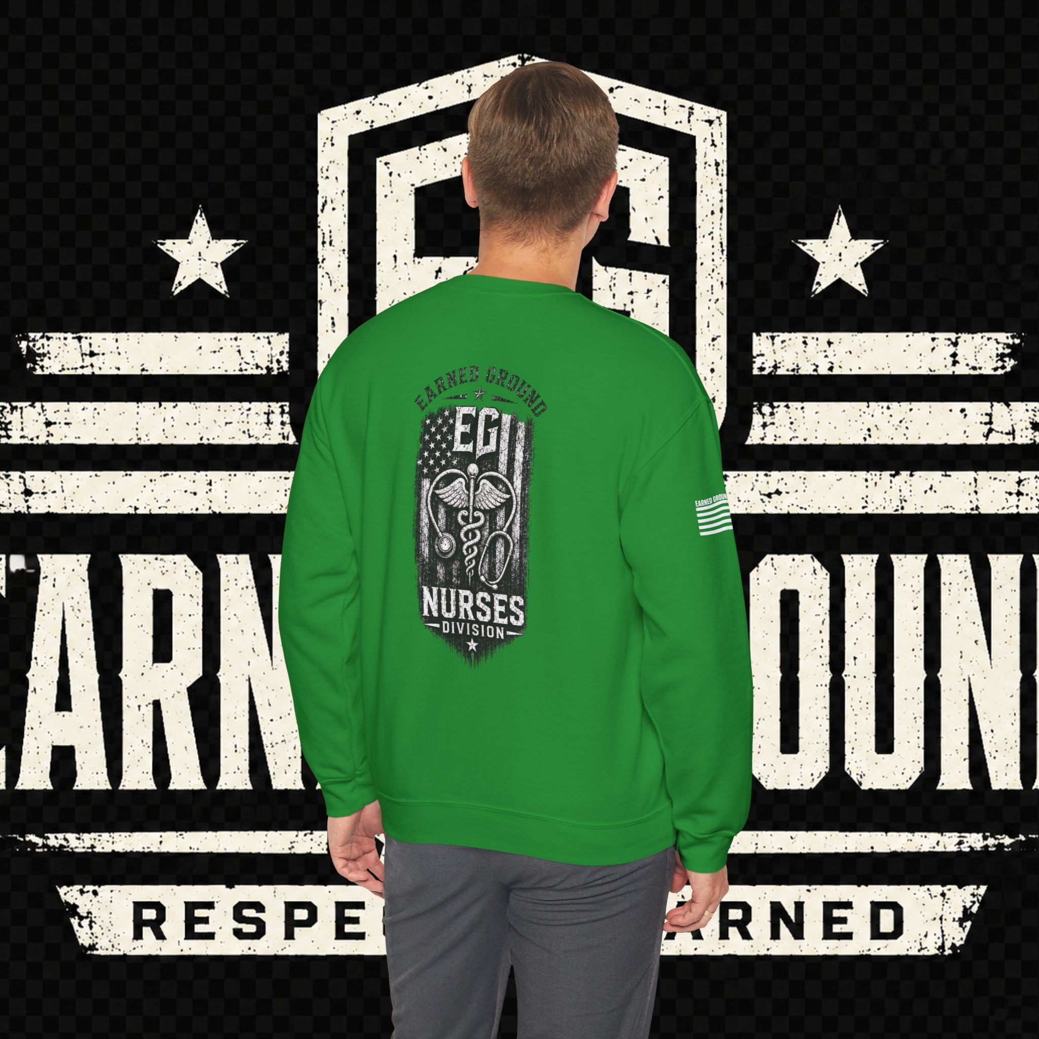 EARNED GROUND Nurses Division Crewneck Sweatshirt – Nurses Caduceus Badge Design