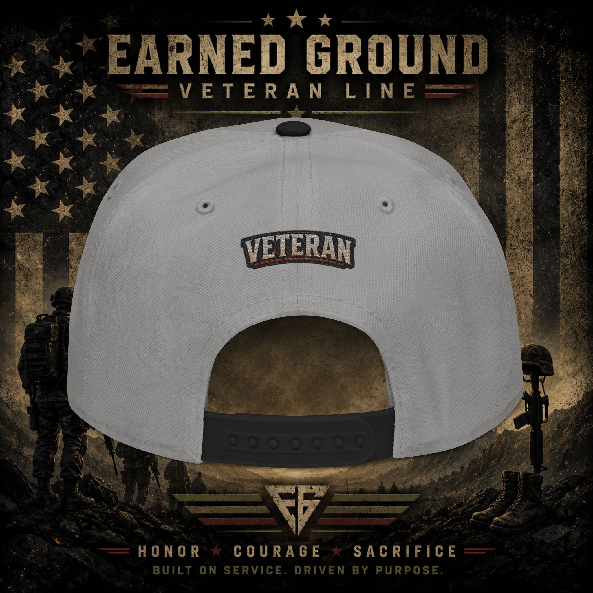 Earned Ground Veteran Line  Embroidered Snapback Hat