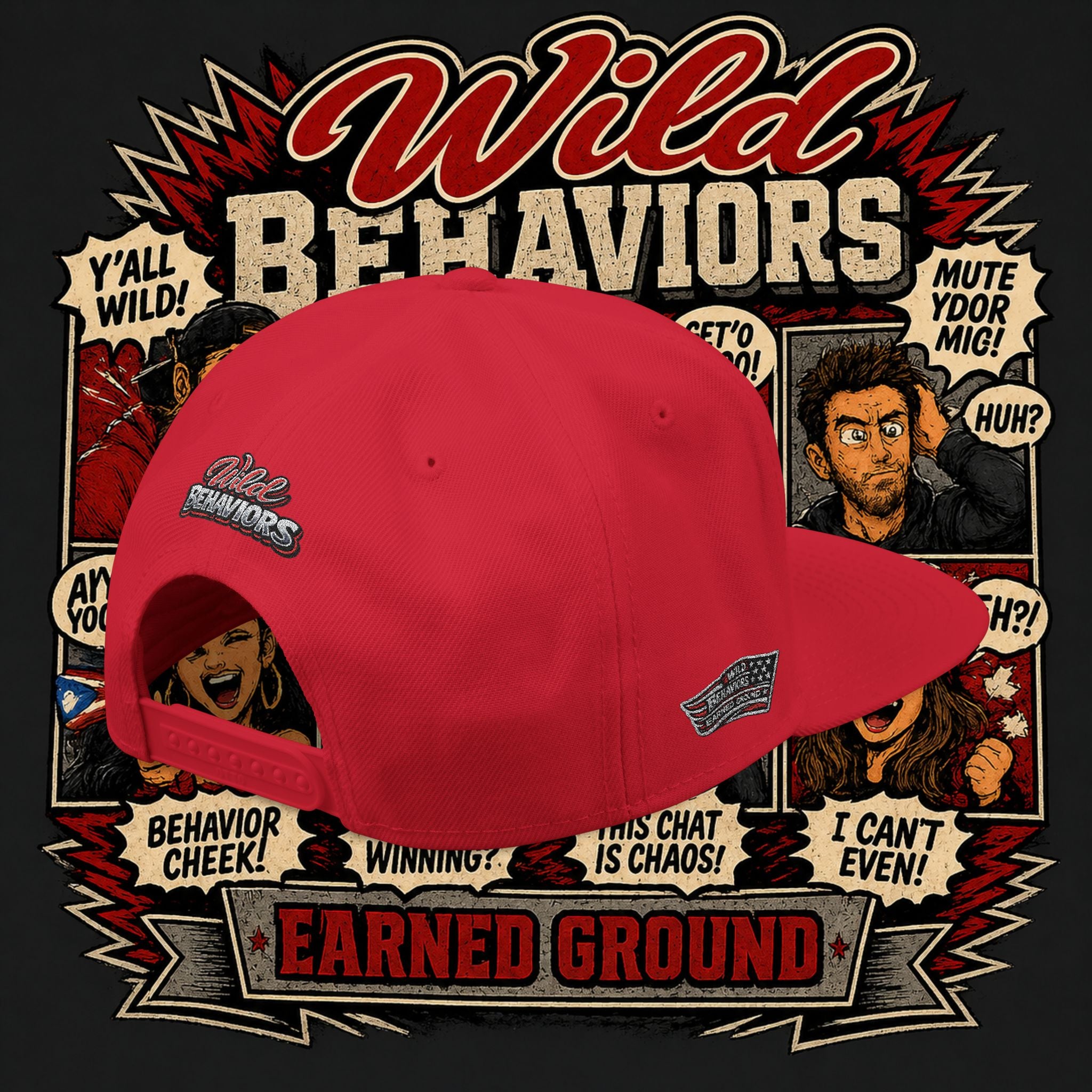 Earned Ground Cap Snapback Hat — 'Wild Behaviors' Embroidered Earned Ground Cap