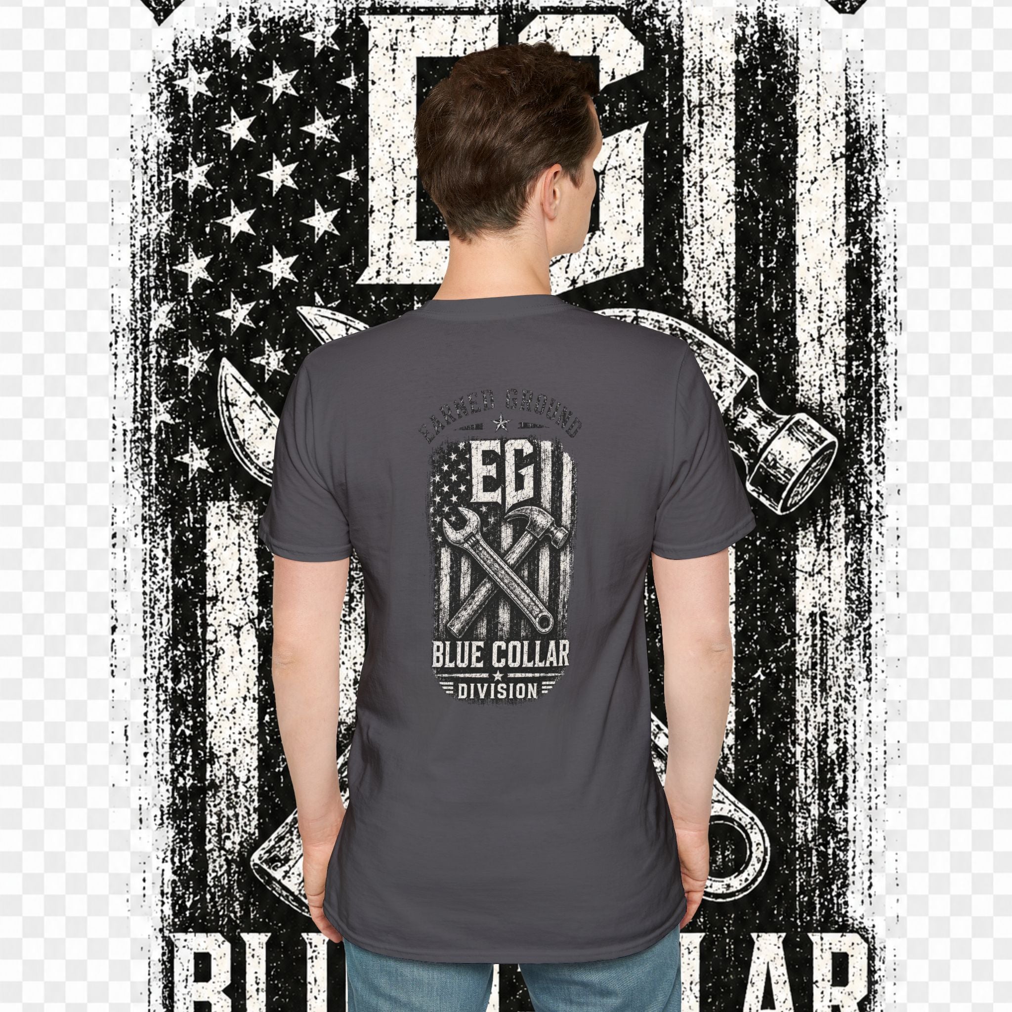 EARNED GROUND "BLUE COLLAR DIVISION" Coastal Calm Graphic T-Shirt