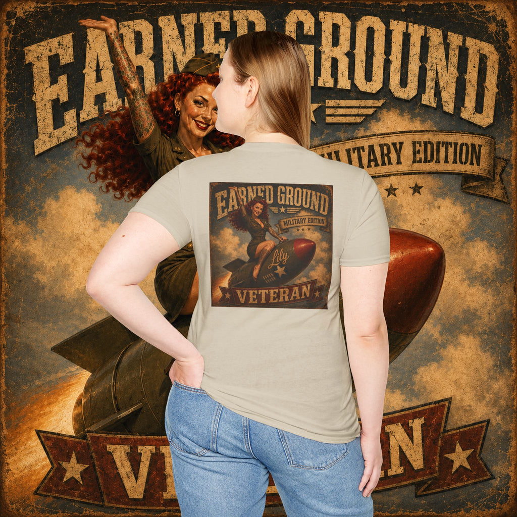 Earned Ground Veteran Division T‑Shirt —"LILY PINUP" VINTAGE SERVICE DIVISON