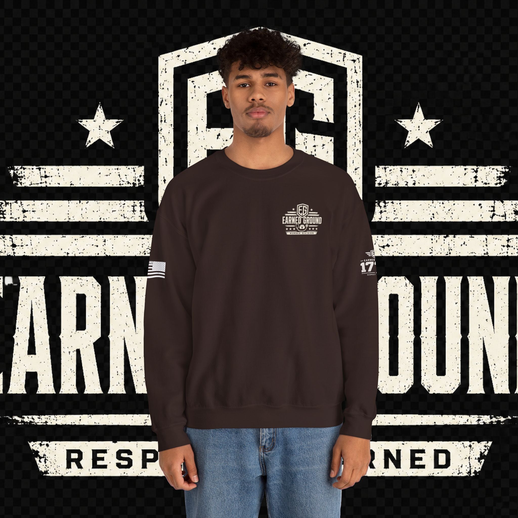 EARNED GROUND Nurses Division Crewneck Sweatshirt – Nurses Caduceus Badge Design