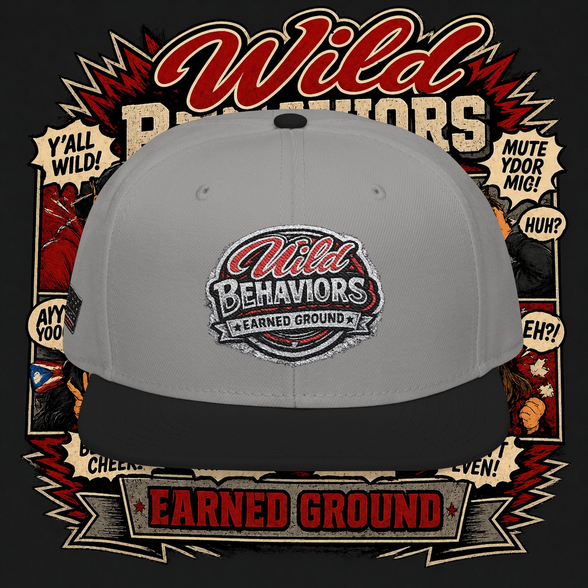 Earned Ground Cap Snapback Hat — 'Wild Behaviors' Embroidered Earned Ground Cap