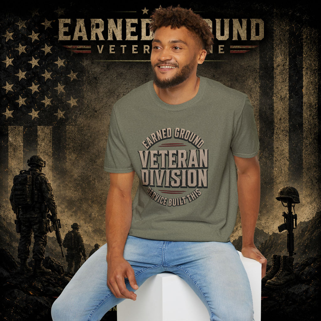 Earned Ground Veteran Division 'Service Built This'— Military Tribute Tee