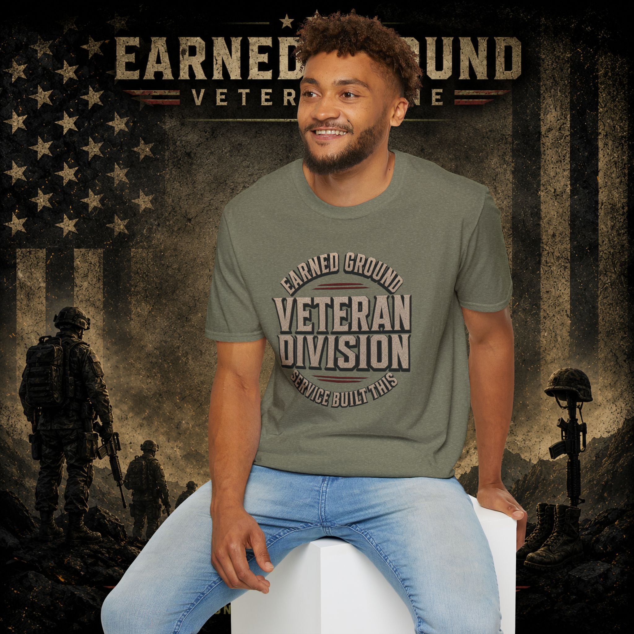 Earned Ground Veteran Division 'Service Built This'— Military Tribute Tee