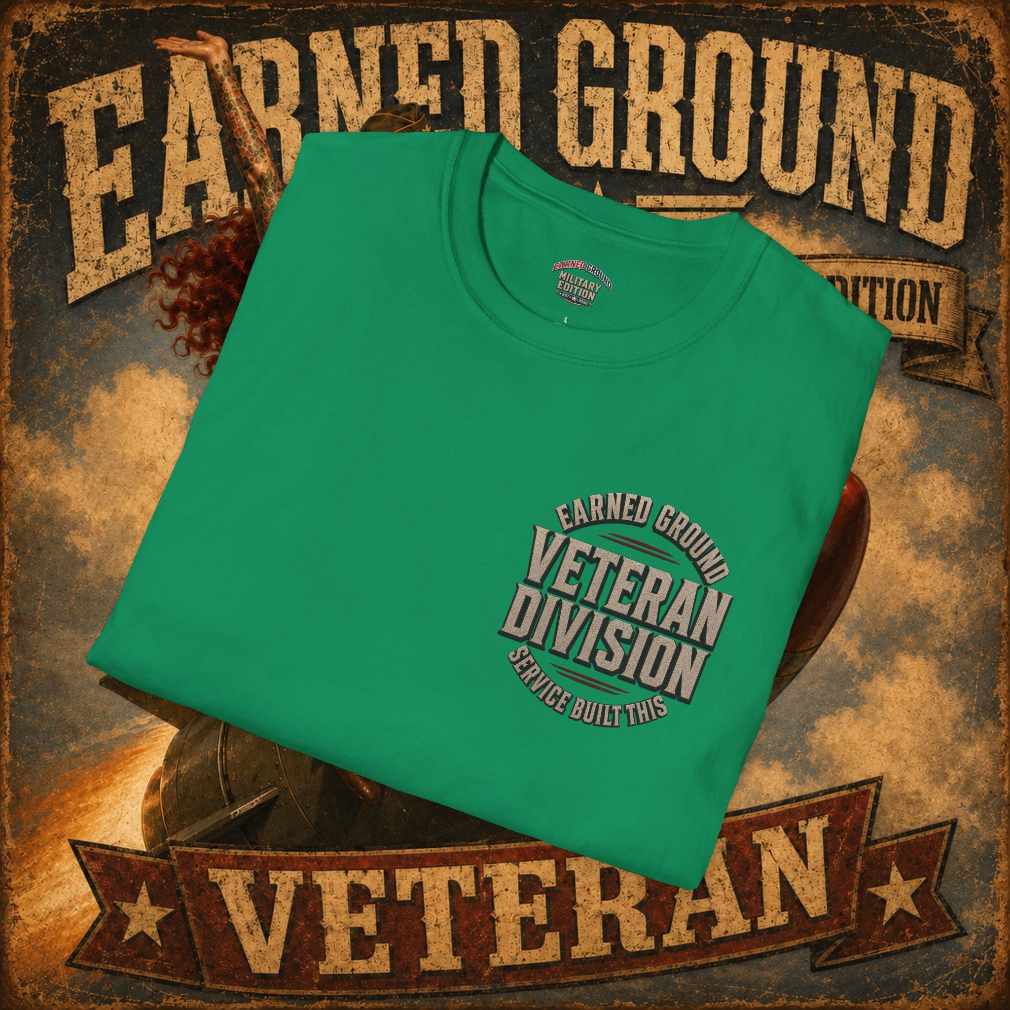 Earned Ground Veteran Division T‑Shirt —"LILY PINUP" VINTAGE SERVICE DIVISON