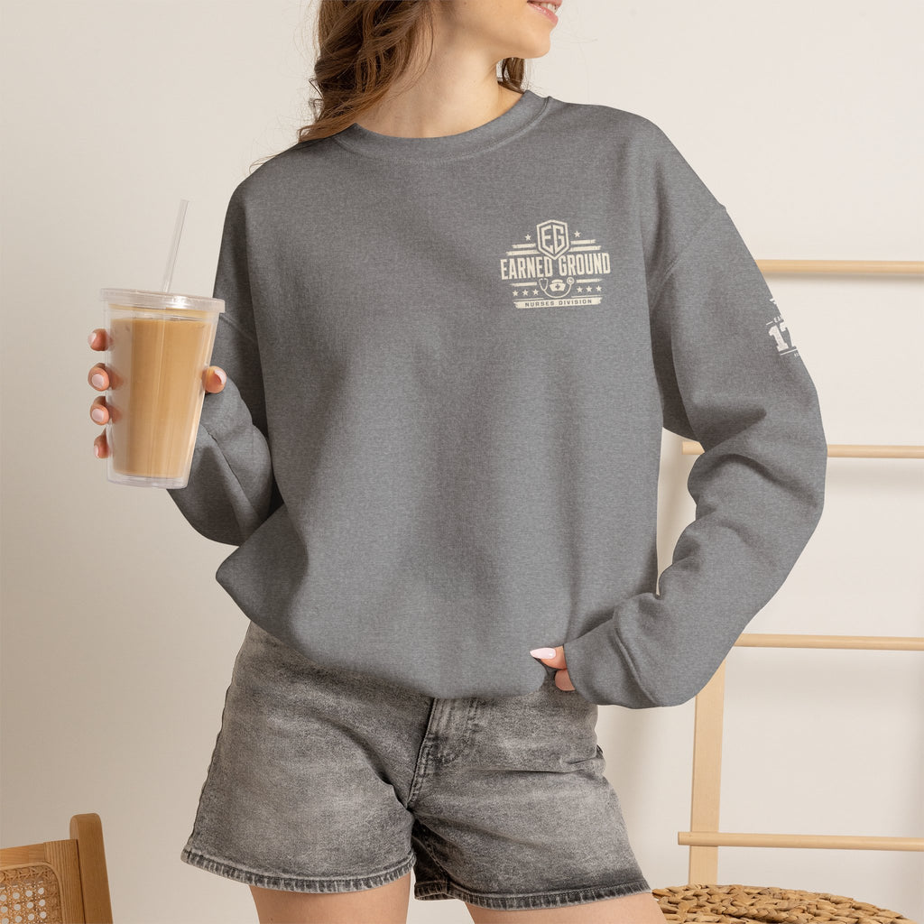 EARNED GROUND Nurses Division Crewneck Sweatshirt – Nurses Caduceus Badge Design