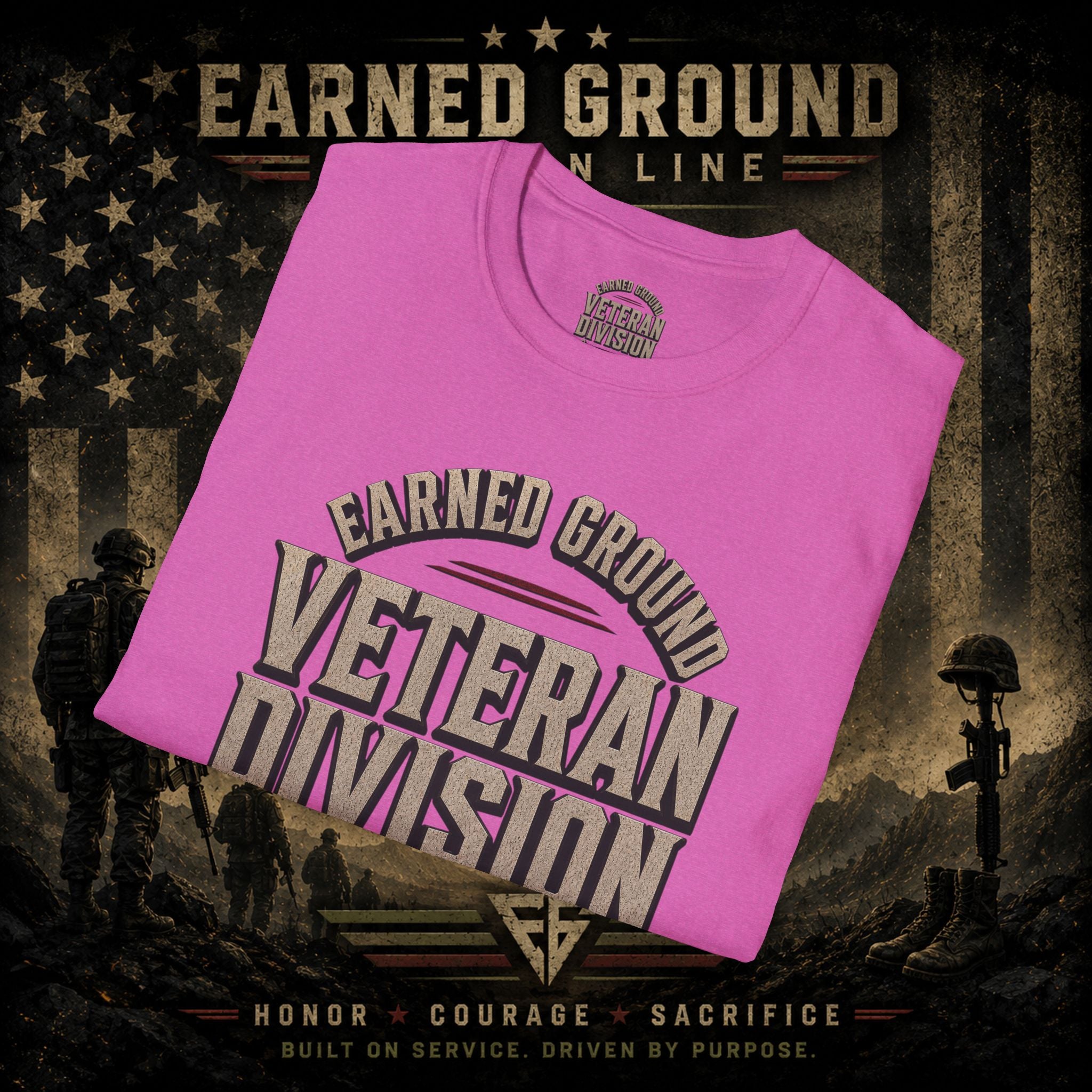 Earned Ground Veteran Division 'Service Built This'— Military Tribute Tee