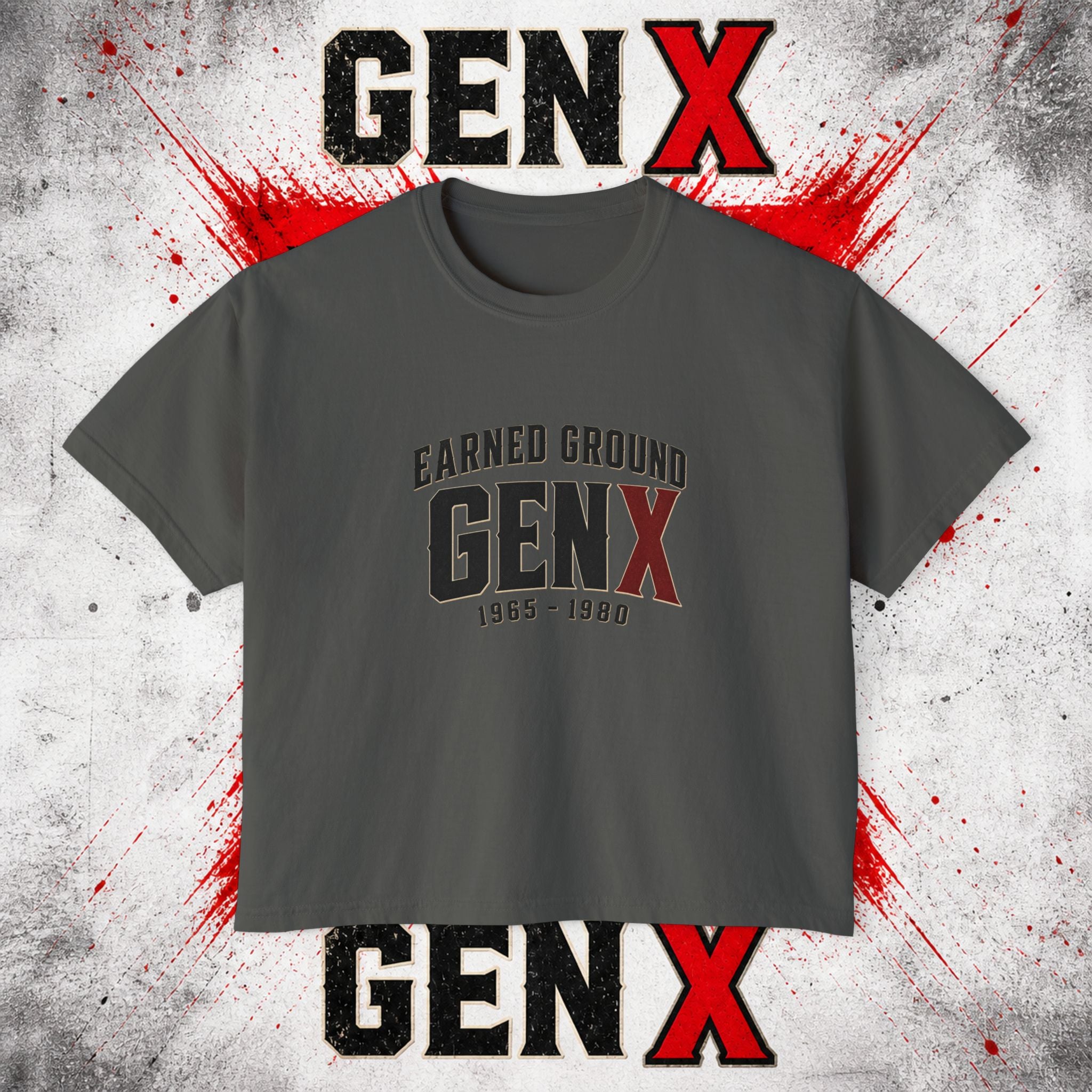 Gen X Women's Boxy Tee — "Earned Ground" 1965–1980 Retro