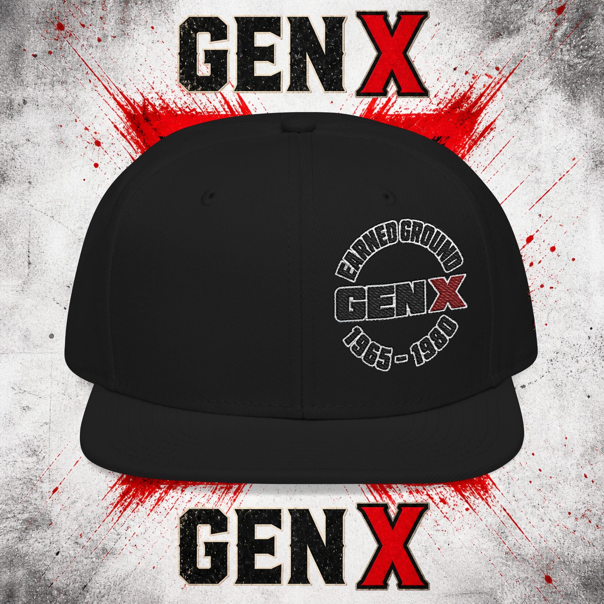 Gen X Embroidered Flat Bill Ball Cap — Gen X Proud 1965–1980