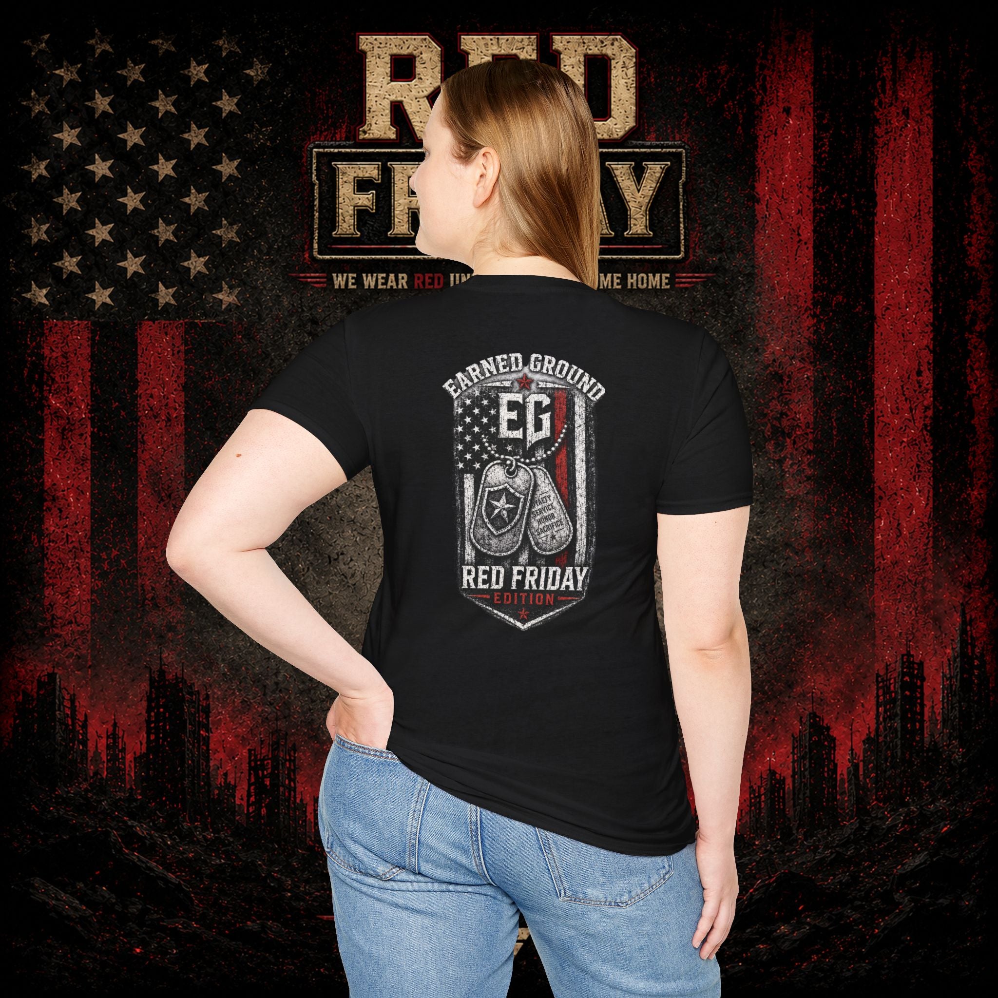 Earned Ground EG Military Flag T-Shirt — Red Friday Patriot Tee