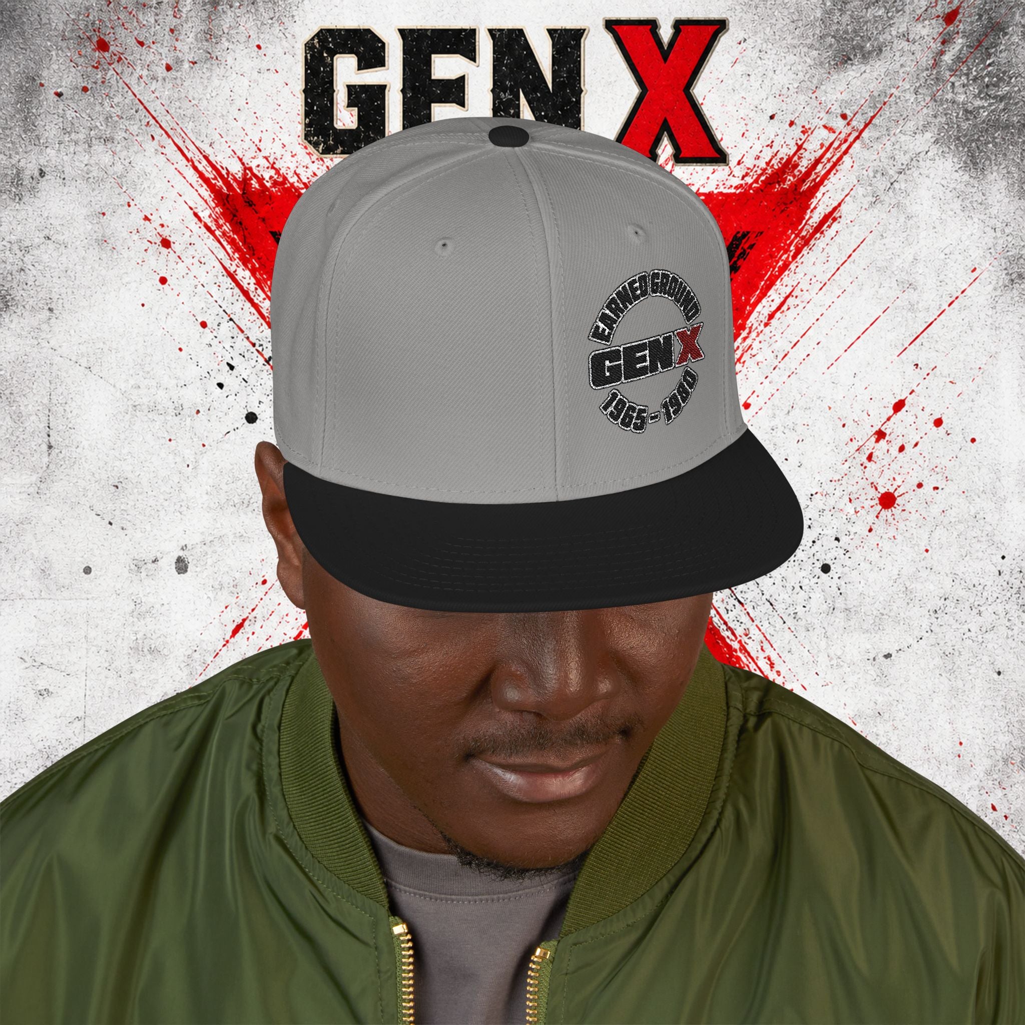Gen X Embroidered Flat Bill Ball Cap — Gen X Proud 1965–1980